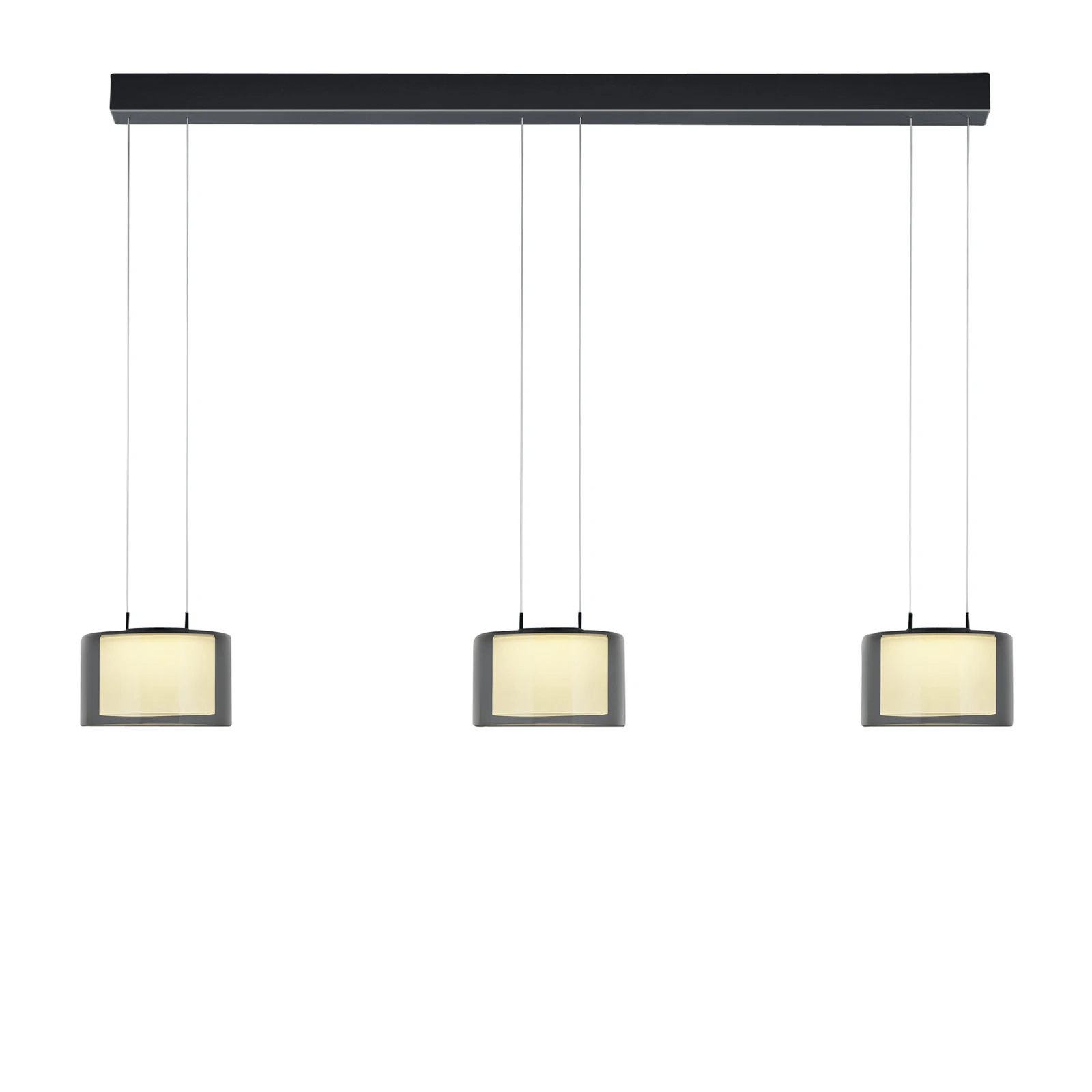 Candeeiro suspenso LED BANKAMP Grand Smoke, 3 luzes