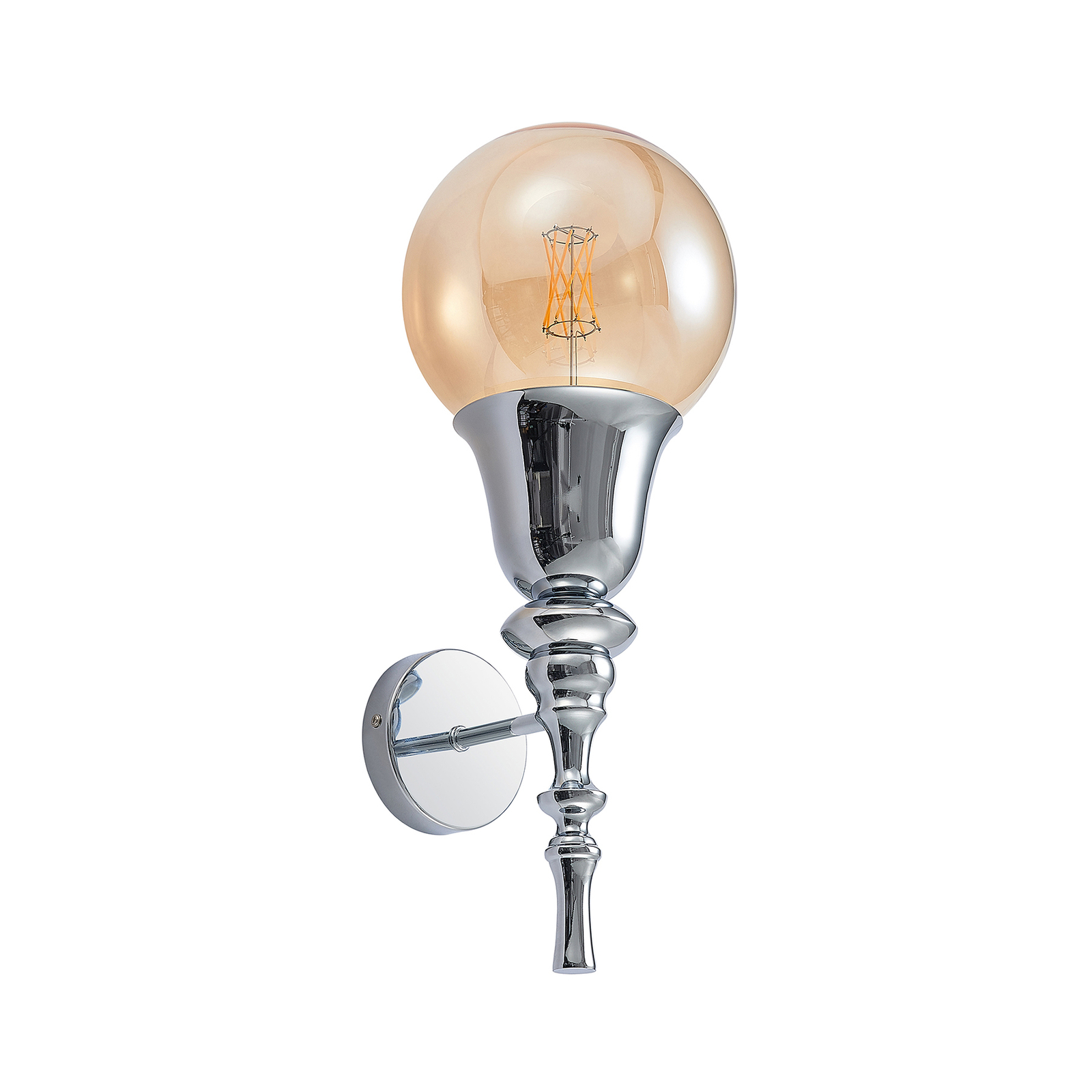 Lucande Gesja wandlamp, kaploos, 1-lamp, chroom