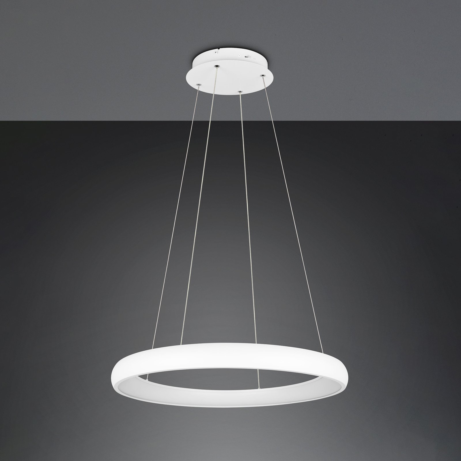 LED pendant light Cardona, Ø 75 cm, white, CCT, metal