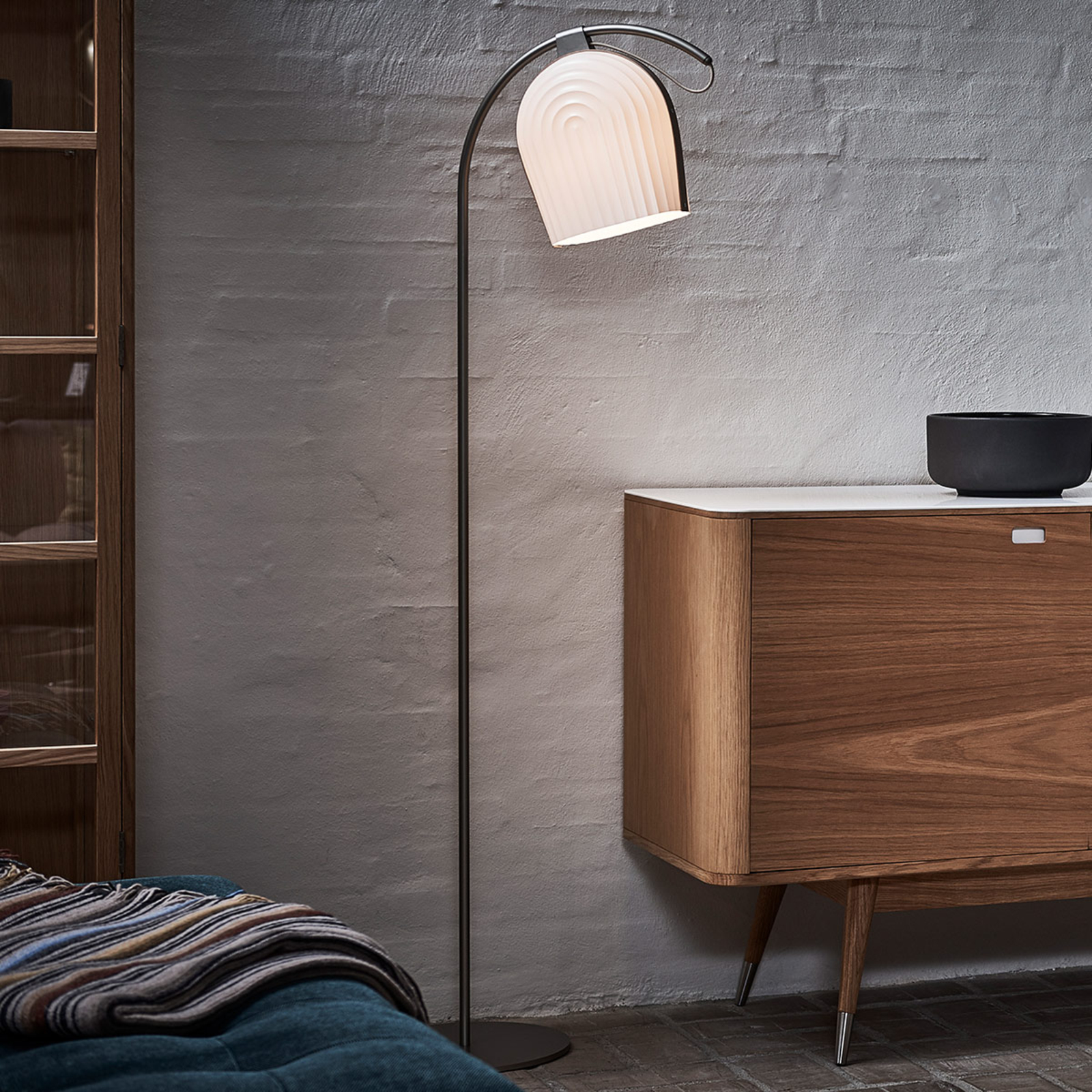 Le Klint LE KLINT Arc floor lamp, white, light oak wood, for Living / Dining Room, plastic, wood, metal, E27, 10 W, energy efficiency: A++, H: 142 cm