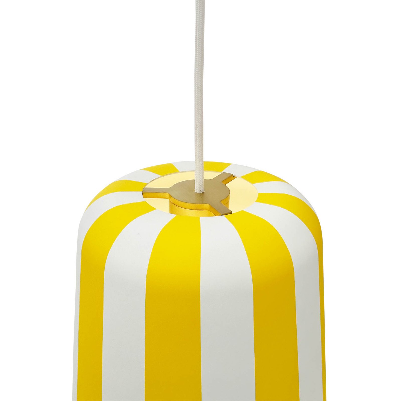 Dyberg Larsen hanging light Gry, yellow/white, Ø 20 cm, metal