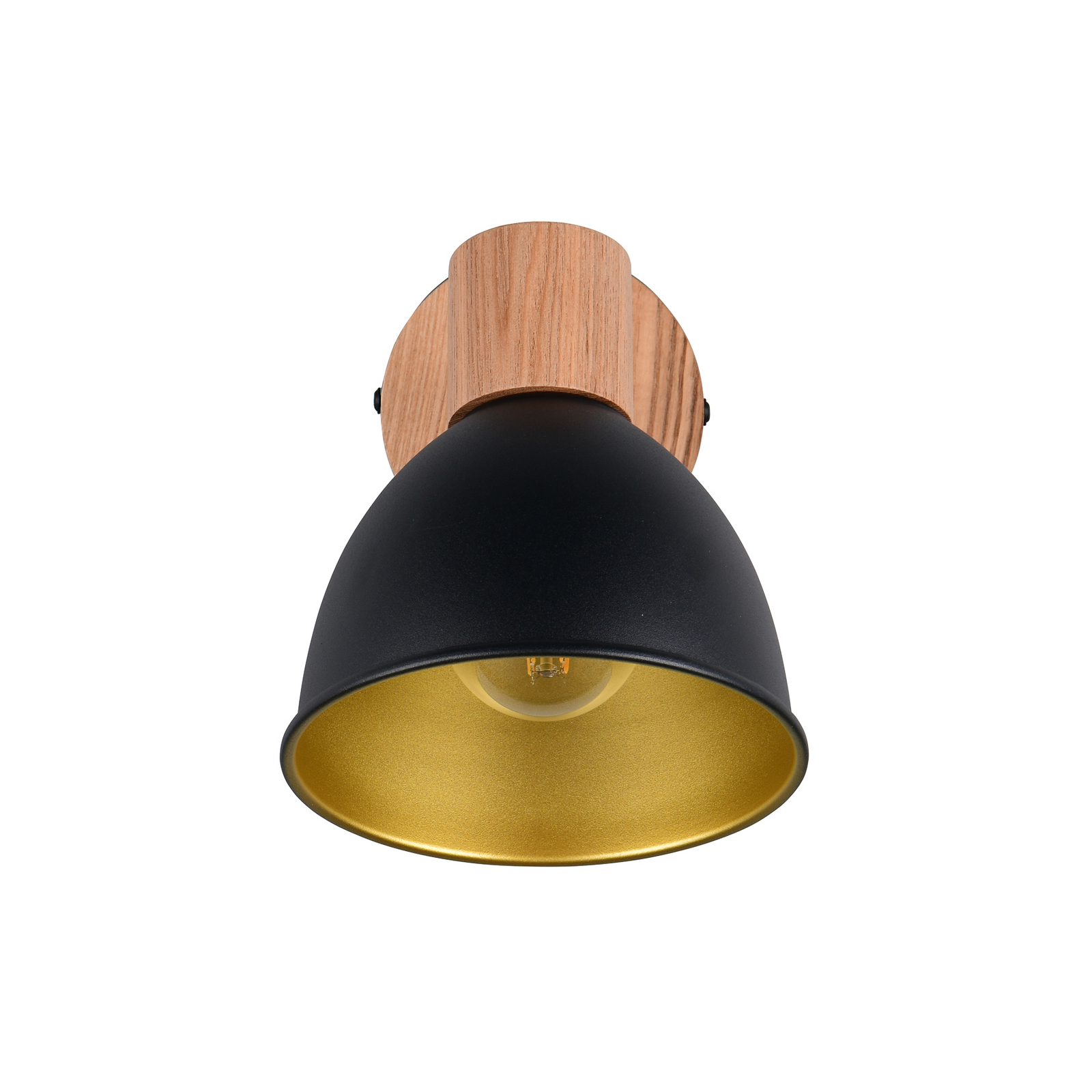 Φωτιστικό οροφής Delume, μαύρο, Ø 15 cm, 1 φως, μέταλλο/ξύλο
