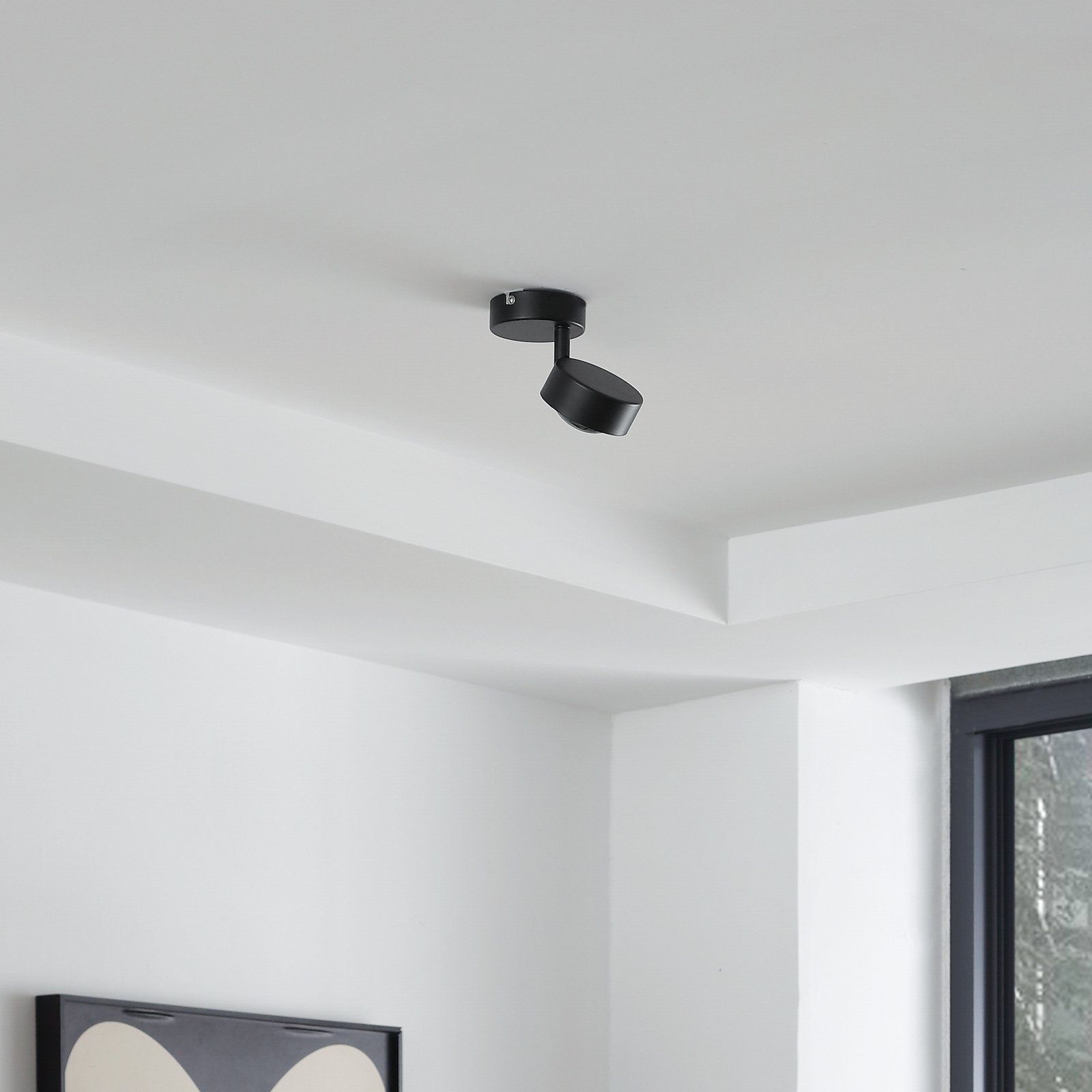 Candeeiro de teto Lindby Jyla, 1 lâmpada, preto mate