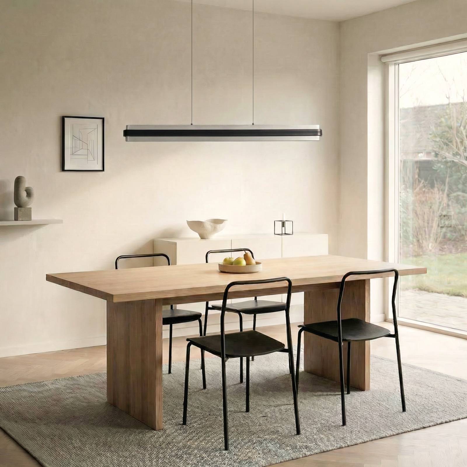 Żyrandol LED Lucande Tarnin, czarna/nikiel, 98 cm