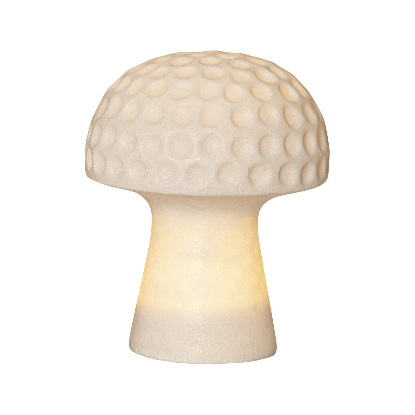 Lampe solaire LED Sandy, hauteur 24 cm, plastique blanc en forme de champignon