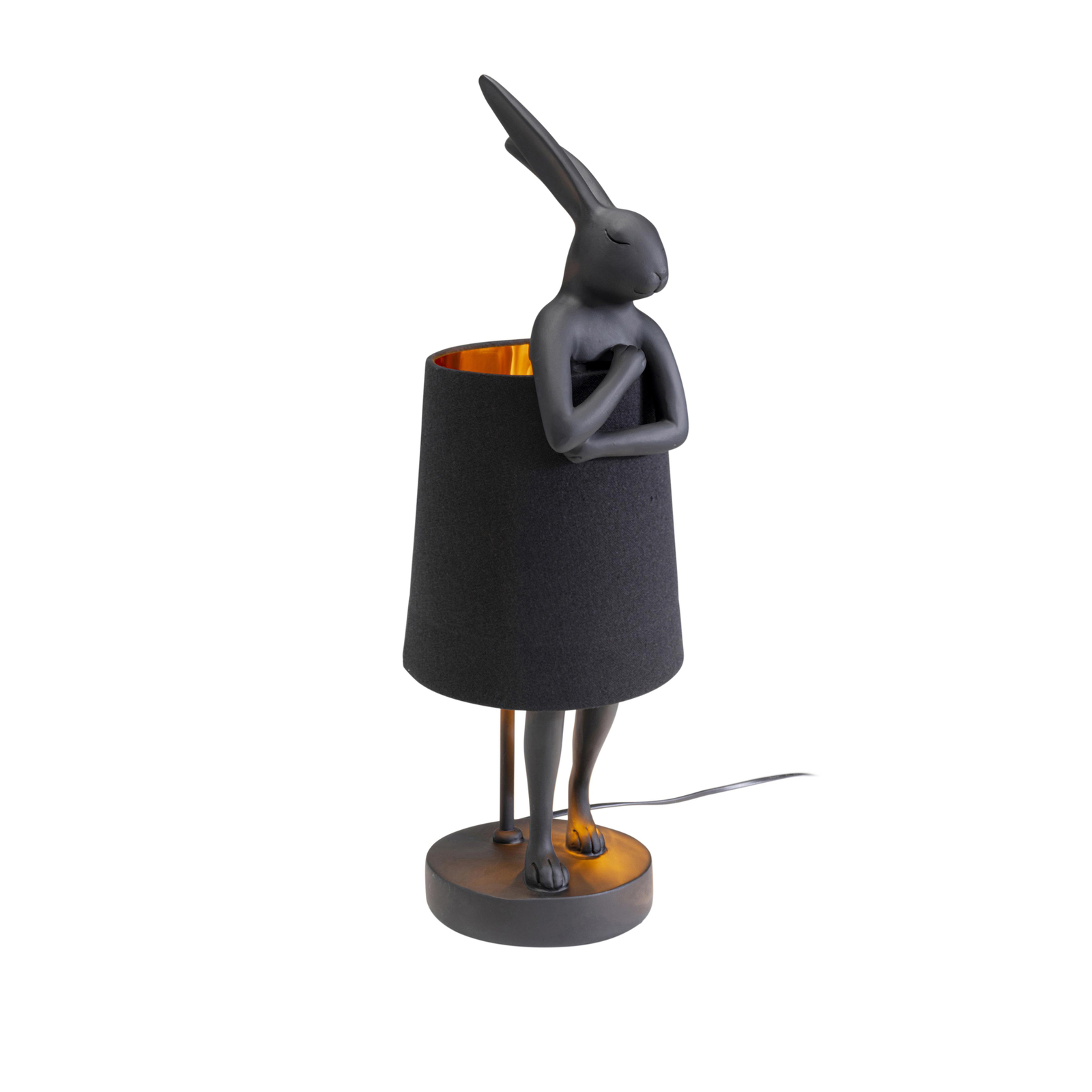 Lampa stołowa Kare Animal Rabbit, czarna tkanina, wysokość 50 cm