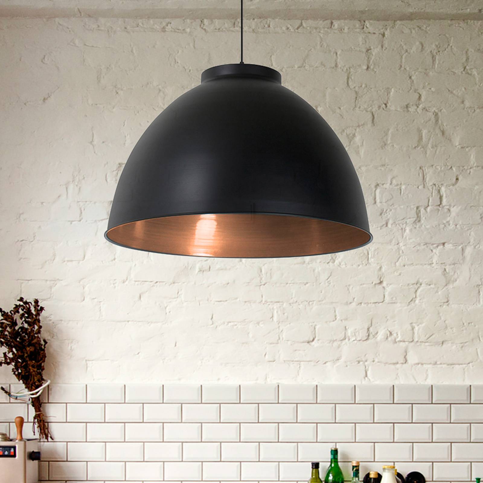 Hanglamp Dock, matzwart, Ø 60 cm, metaal