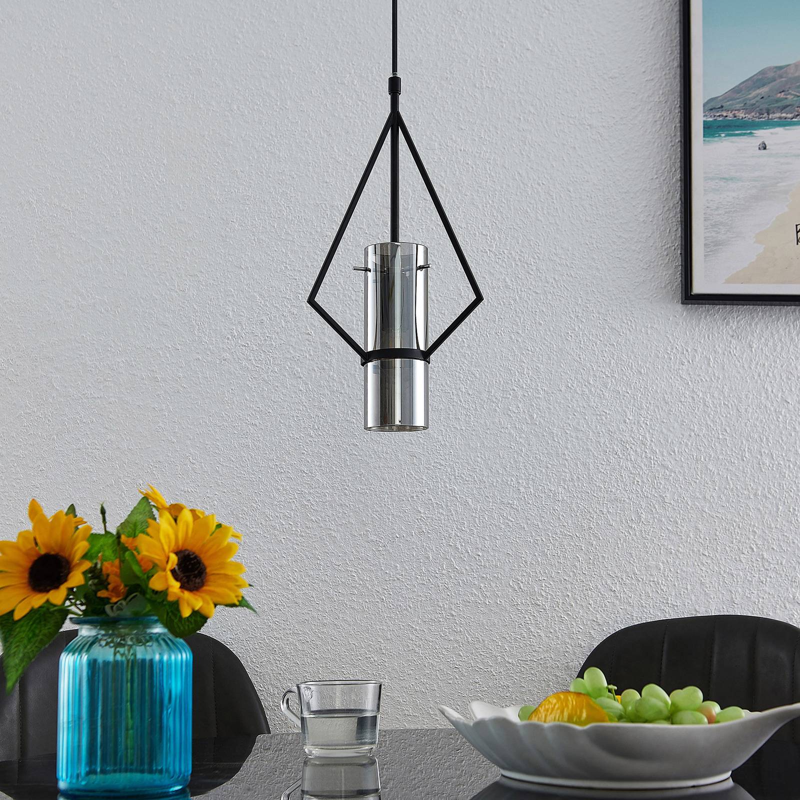 Lindby Timasia suspension verre fumé une lampe