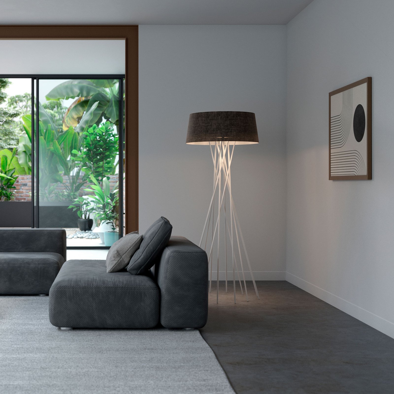 BYOK Mikado L LED põrandavalgusti läikiv alumiinium/pruun
