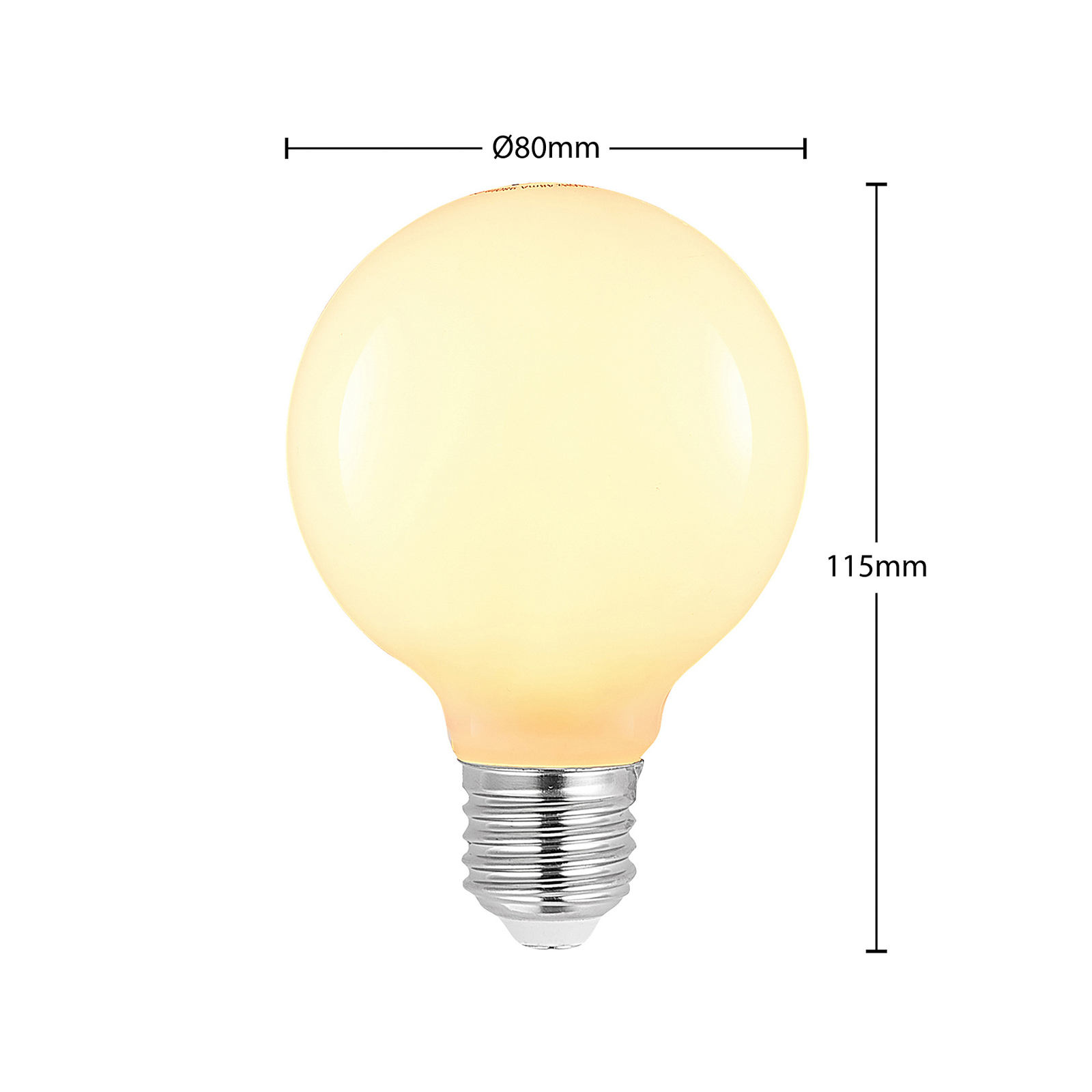 LED svjetiljka E27 8W G80 2,700K prigušiva, opal, set od 3
