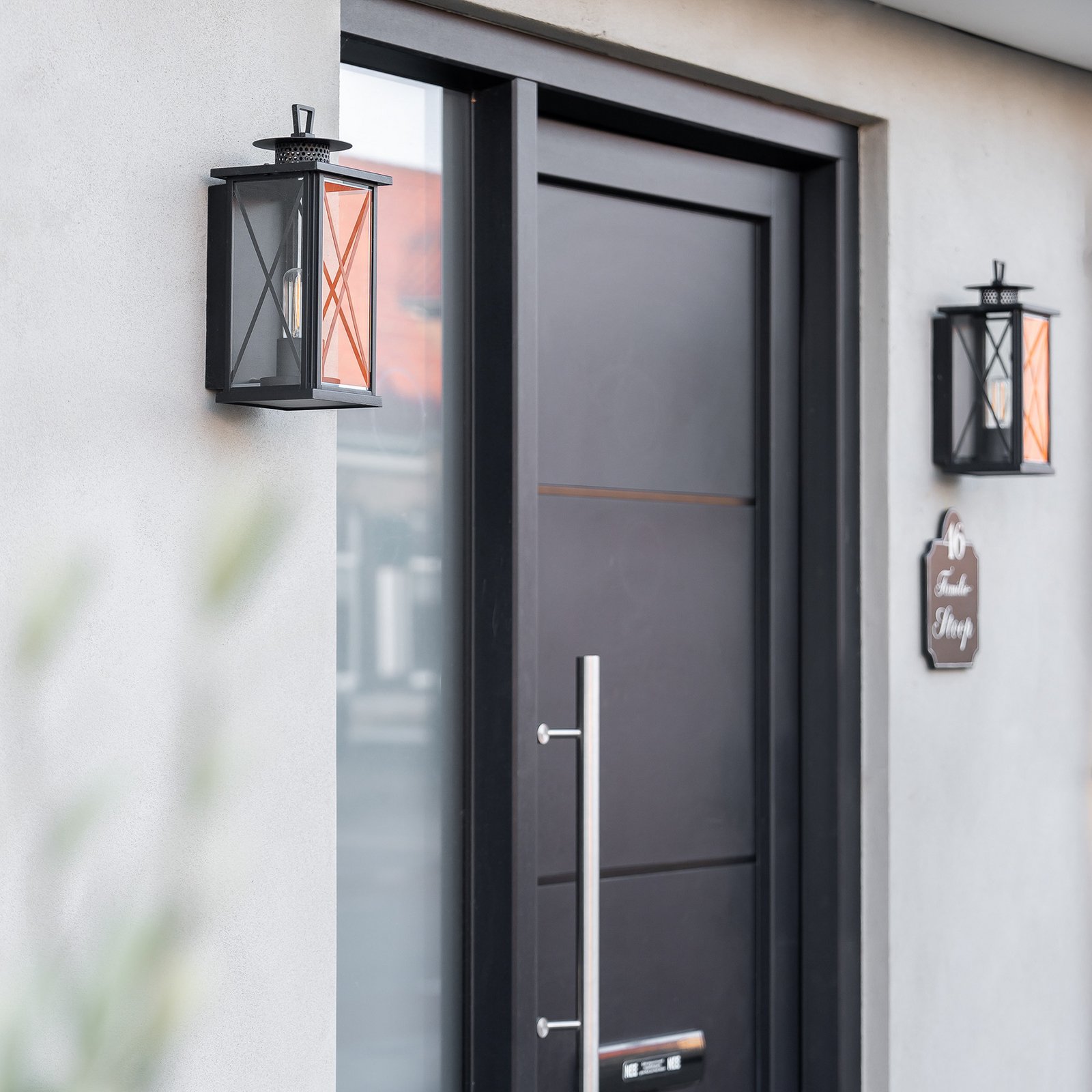 Außenwandleuchte Winchester, Laterne, schwarz/klar Außenwandleuchte Winchester, Laterne, schwarz/klar