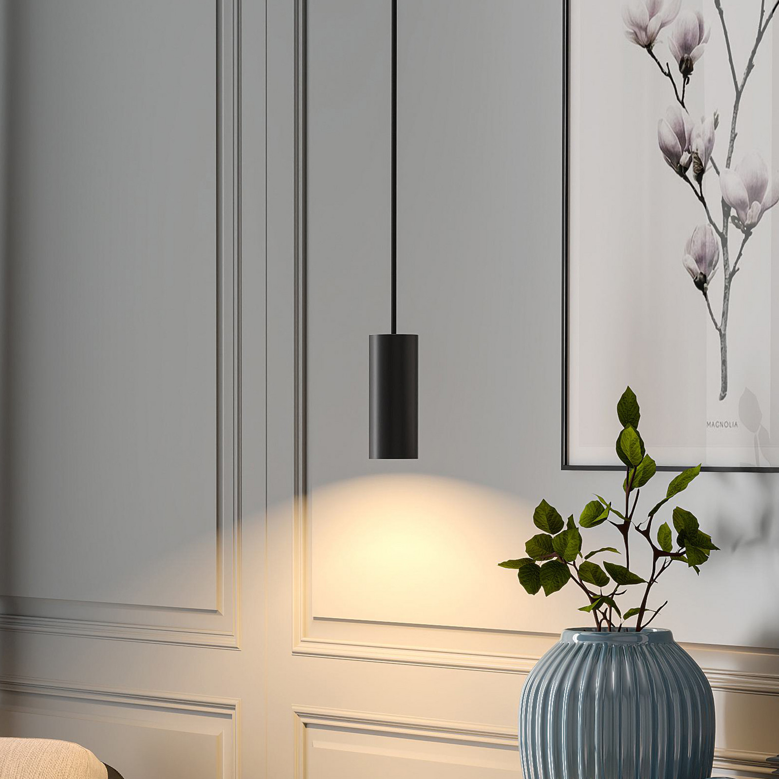 Deko-Light Lampă suspendată CAN negru înălțime 15 cm Ø 6 cm metal GU10 - Camera de zi / sufragerie - Aluminiu