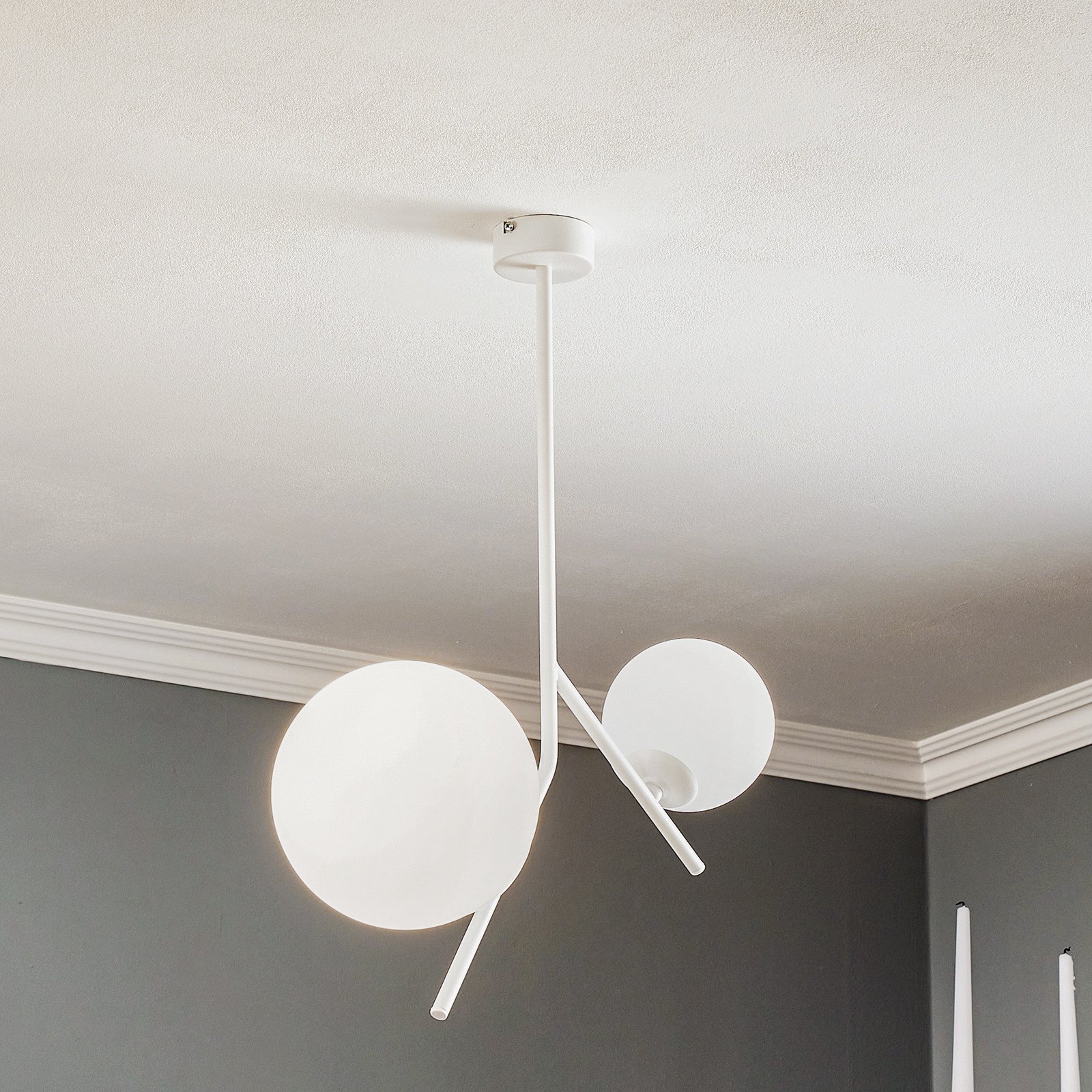 ALDEX Lampă suspendată Dione 2 becuri alb - Camera de zi / sufragerie - Modern - alb alb mat - Metal