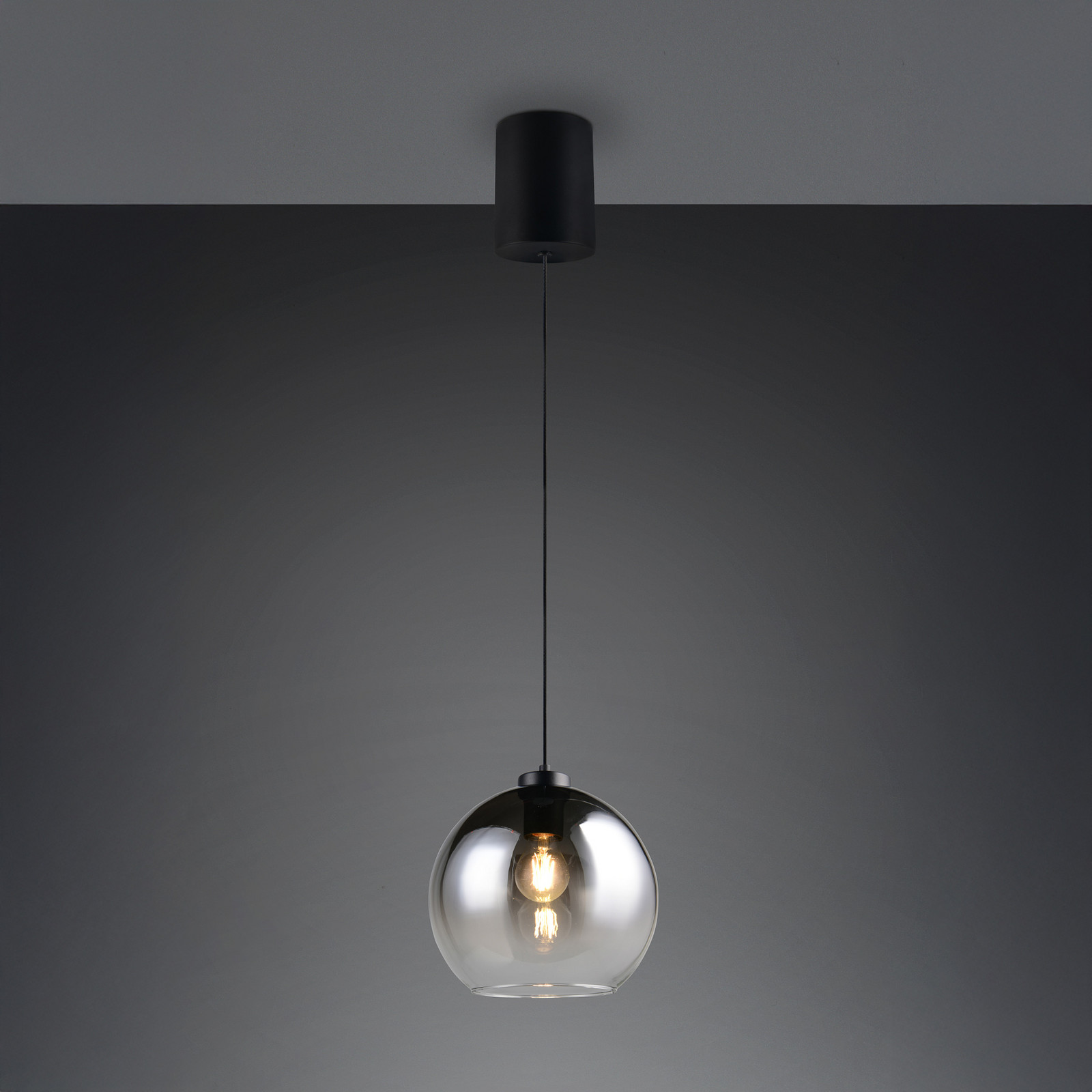 Reality Leuchten Lampă suspendată Liora gri fumuriu Ø 25 cm sticlă E27 - Camera de zi / sufragerie - Modern - cenușiu-fumuriu negru