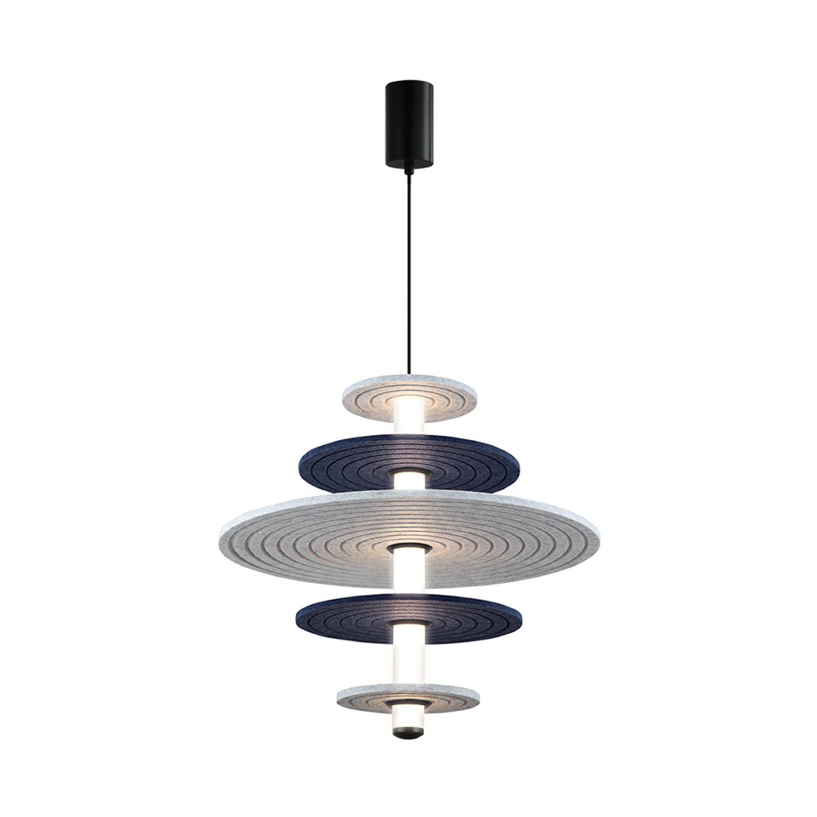 lampada LED a sospensione Azul, altezza 46 cm, blu/grigio/nero, feltro