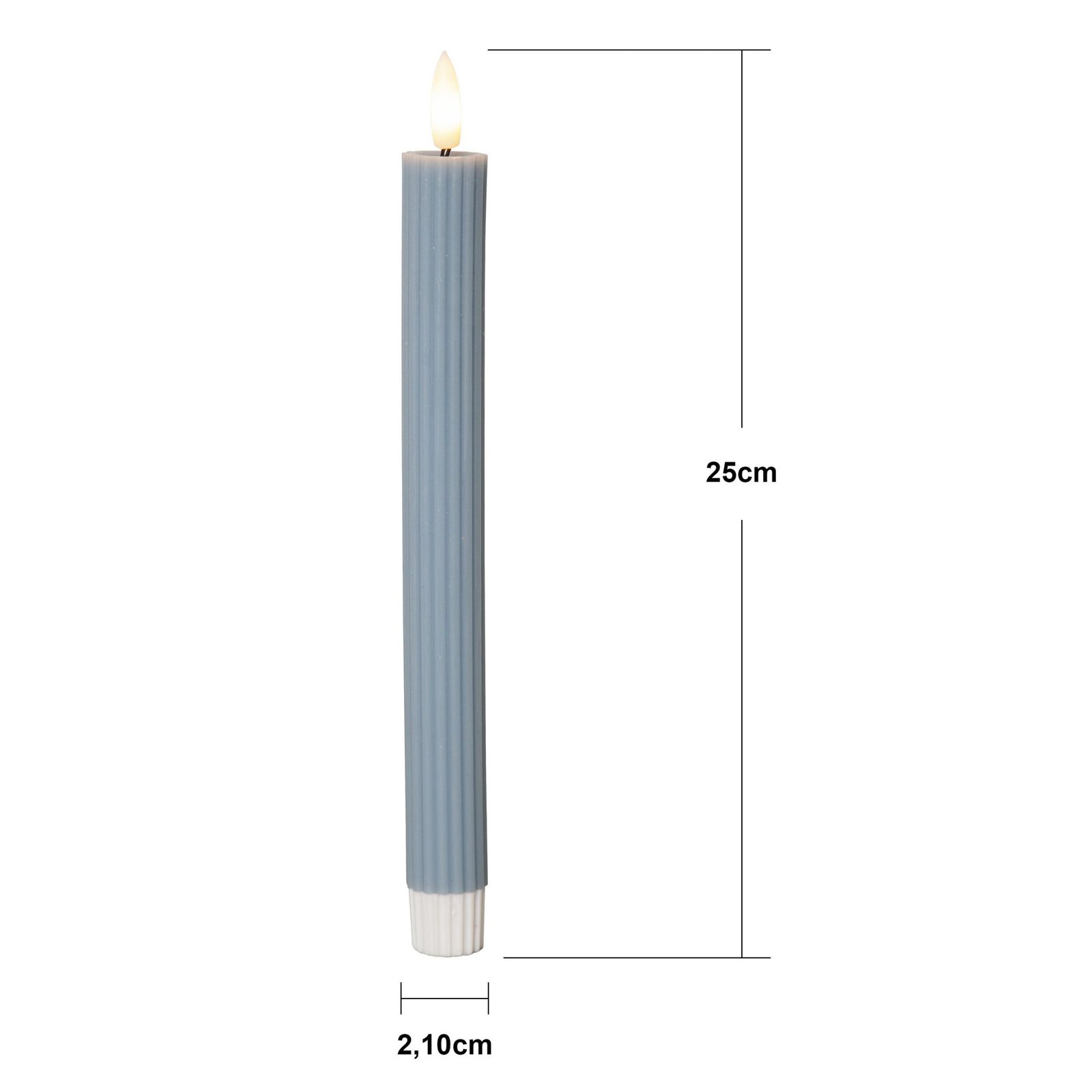 LED candle Flame Strip, blue, 25 cm, wax battery set of 2