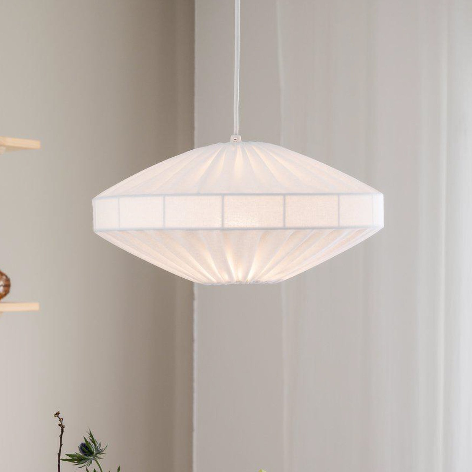 Lampa wisząca PR Home Edith, Ø 38 cm, bawełna, biały
