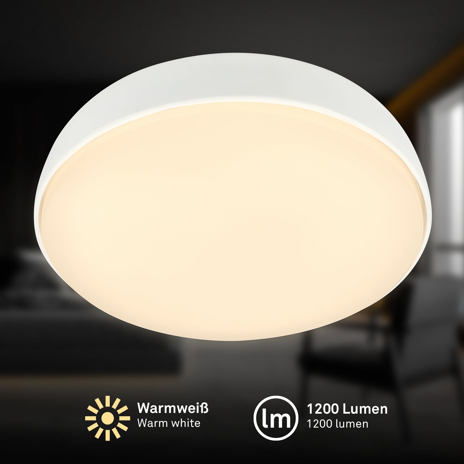 LED-taklampa Nikan, matt vit, Ø 28,5 cm, 3 000 K