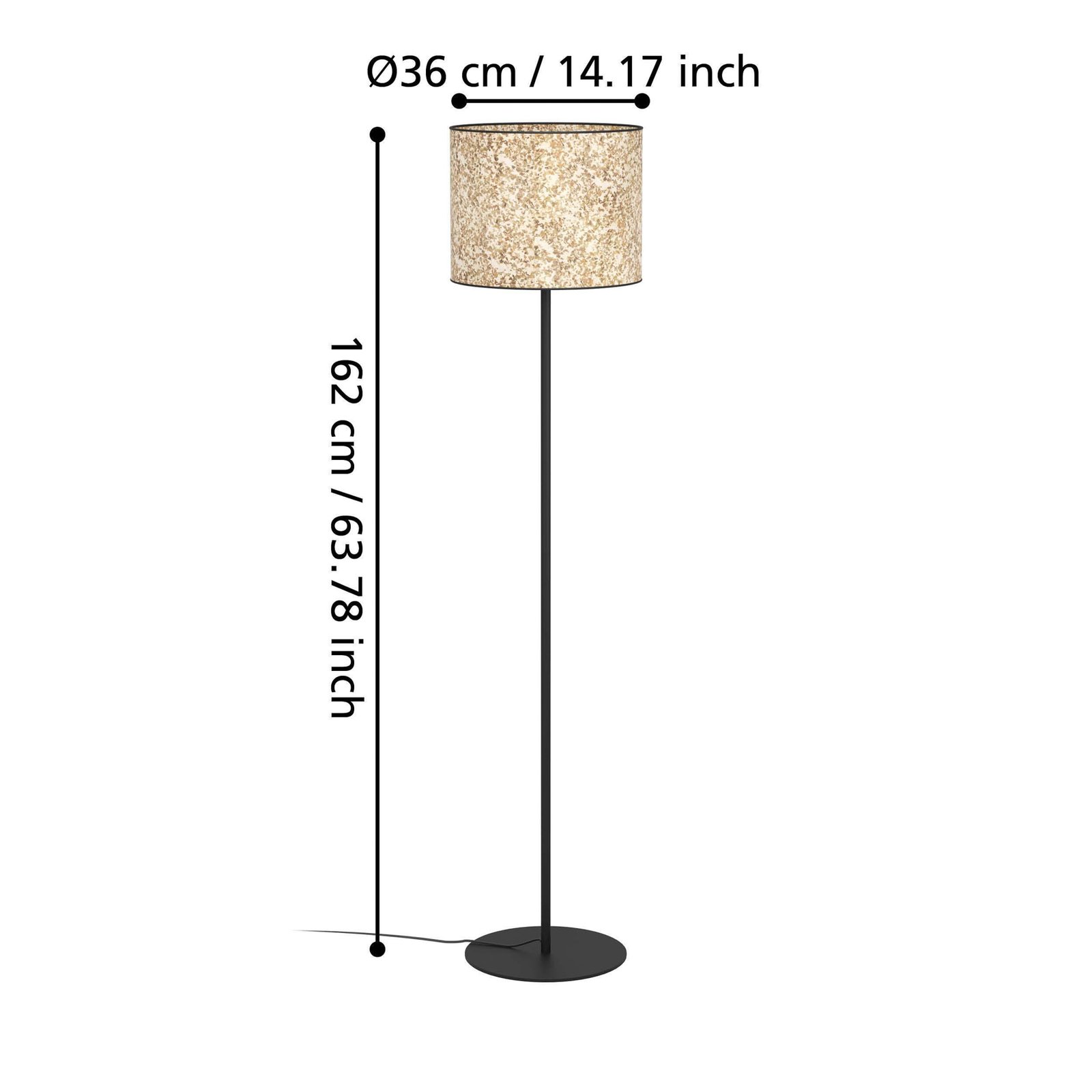 Stojací lampa Butterburn, výška 162 cm, béžová/zelená, kov/látka