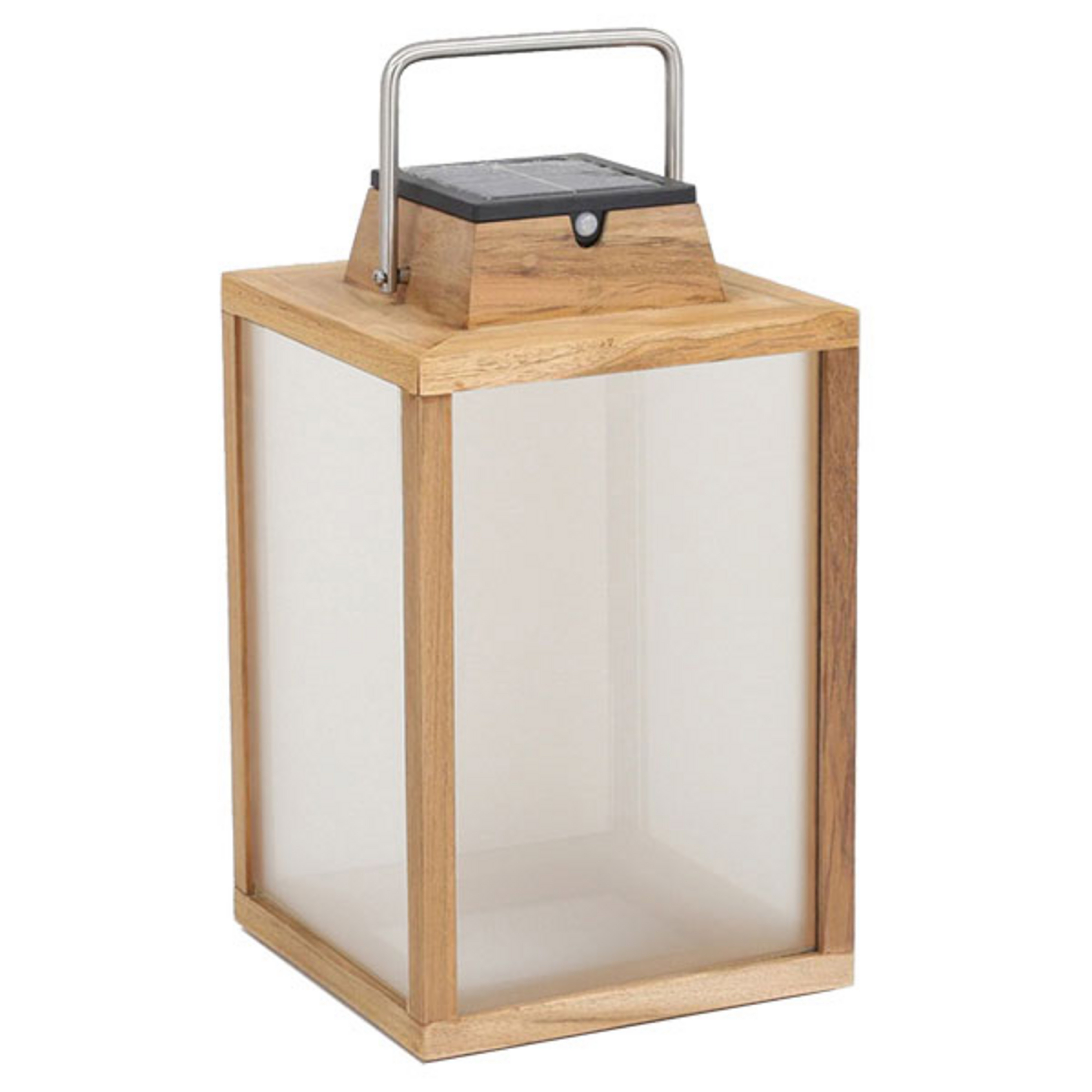 Lanterne solaire à LED Tradition en teck hauteur 40 cm
