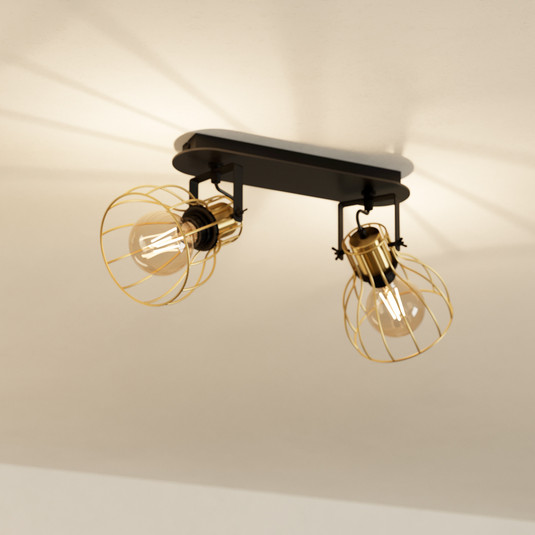 EGLO Sambatello Deckenlampe 2-flammig schwarz/gold
