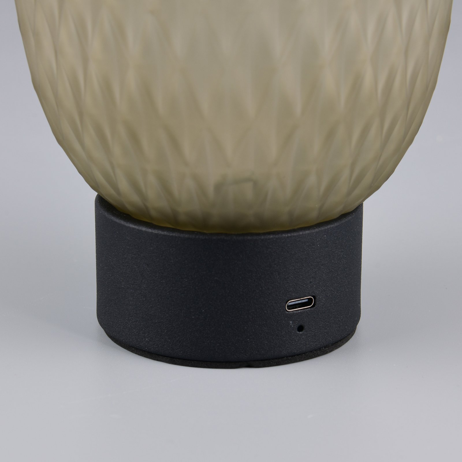 LED rechargeable table lamp Facette, green, USB, glass,