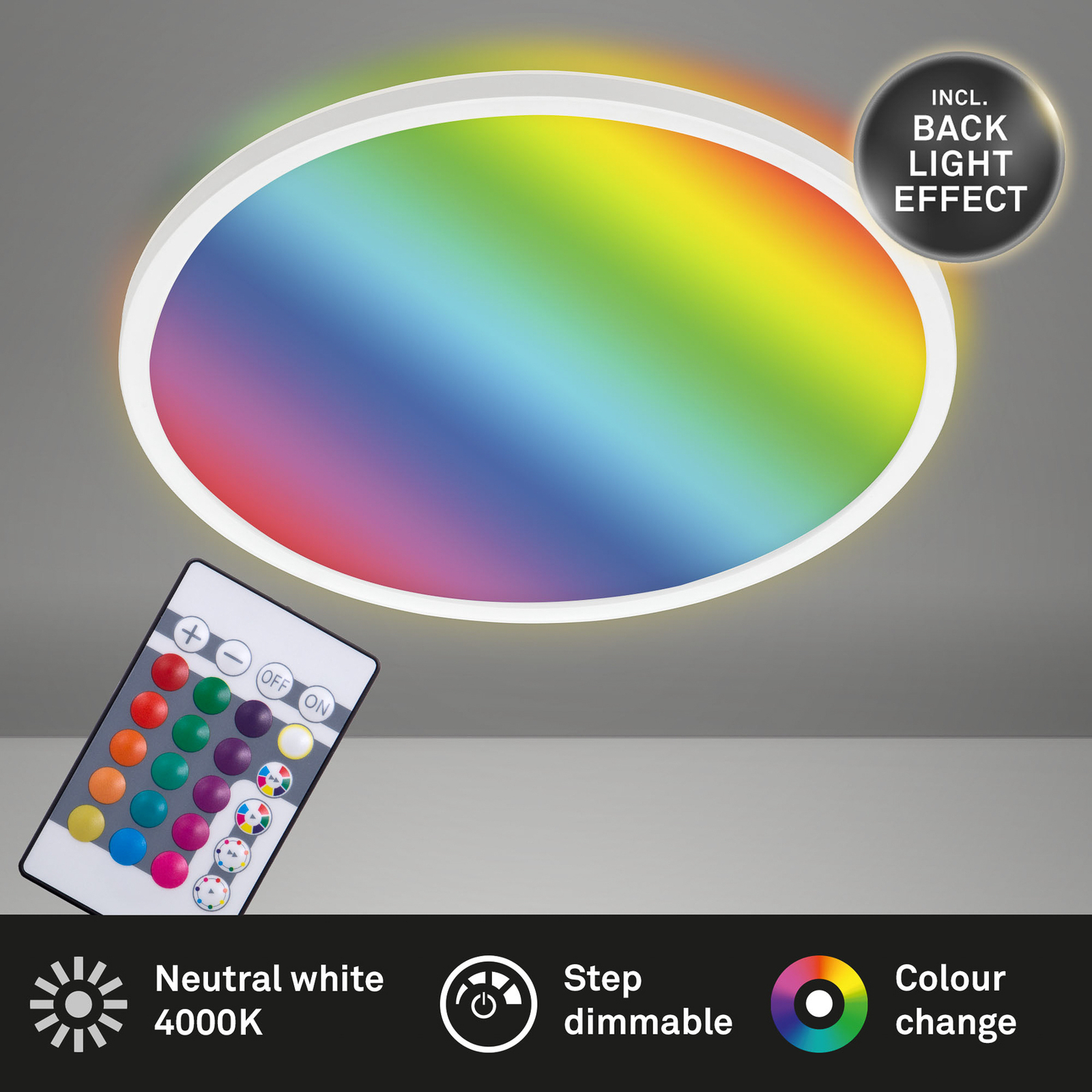 Slim LED-panel rundt RGBW effekt Ø42cm hvidt