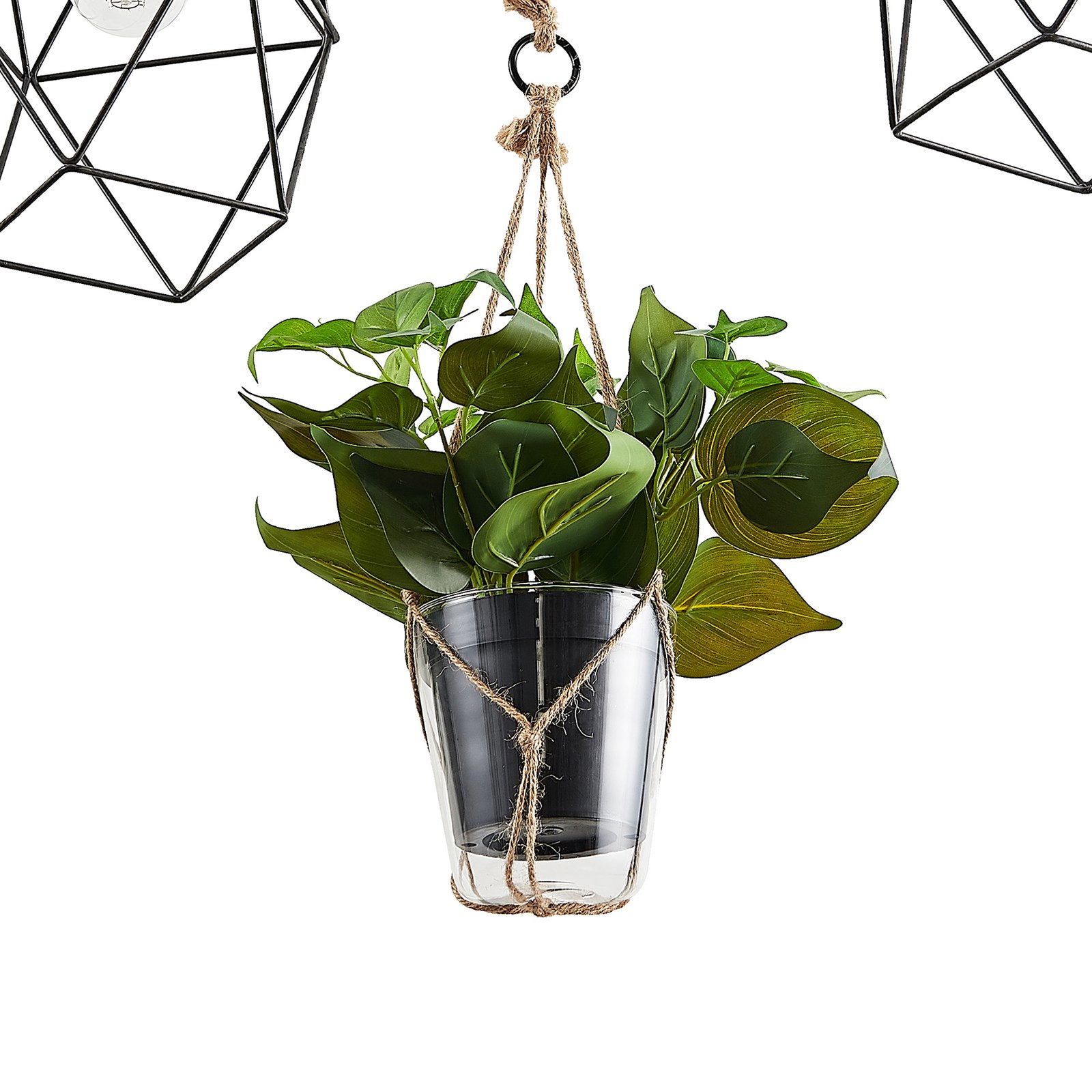 Lindby Mercan závesná lampa s umelou rastlinou 3pl