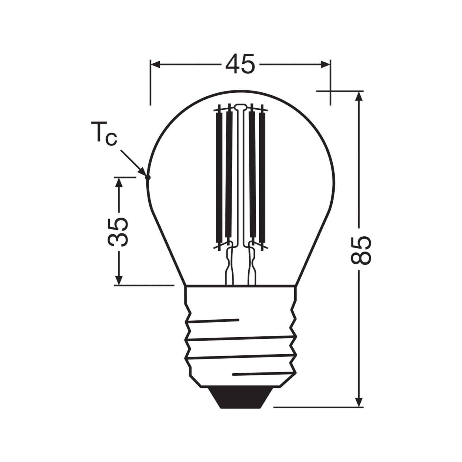 OSRAM LED-filamentpære E27 2,2W 2700K 470lm