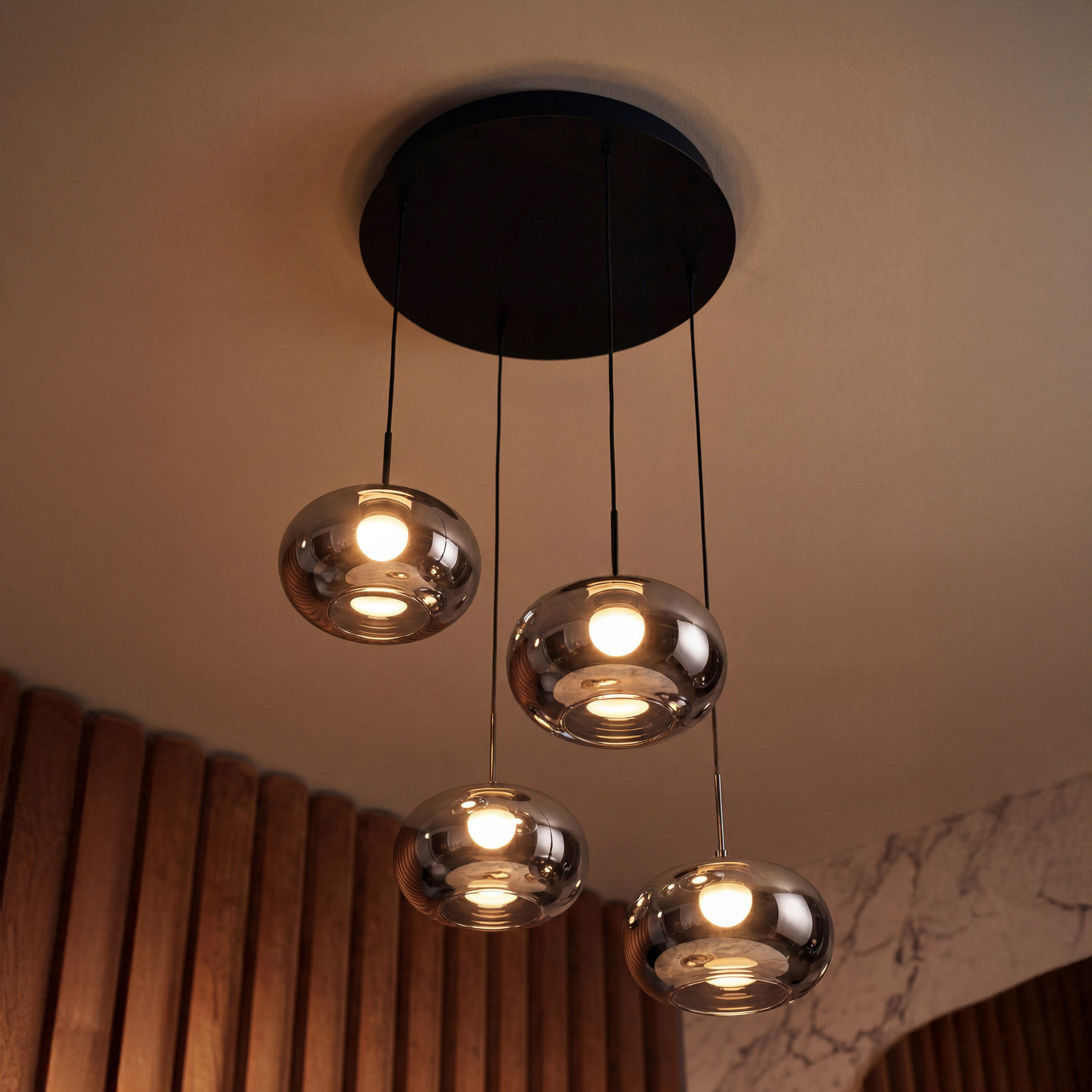 OSRAM LED висяща лампа Decor Satellite, сива, Ø 56 см, 4-лампова, CCT