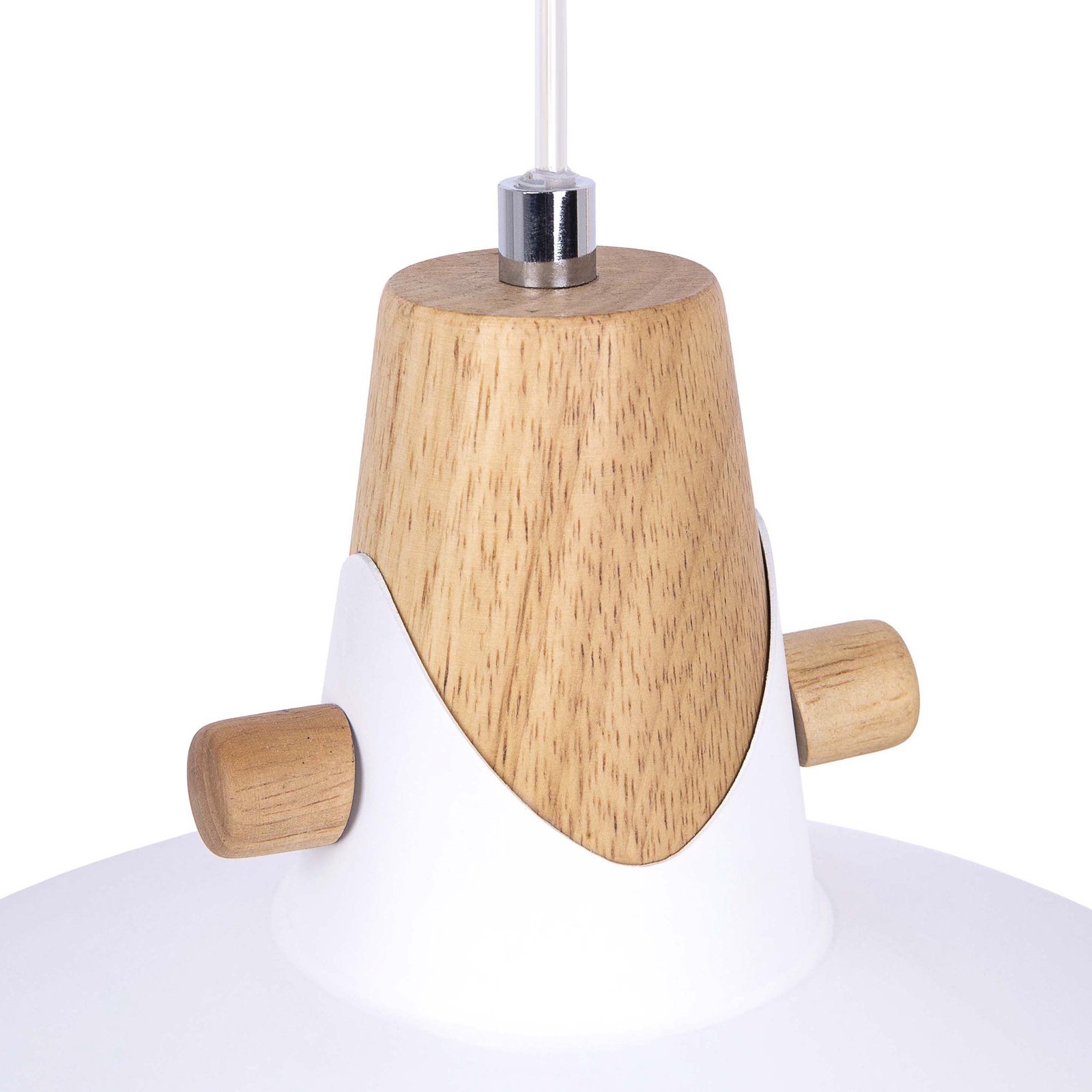 Lámpara colgante Melena blanco detalles de madera