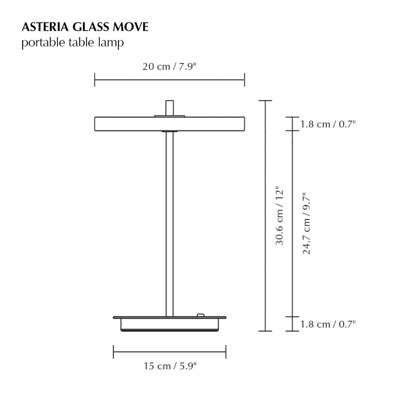 Asteria MOVE LED baterijska svjetiljka polirani čelik staklo/metal - UMAGE