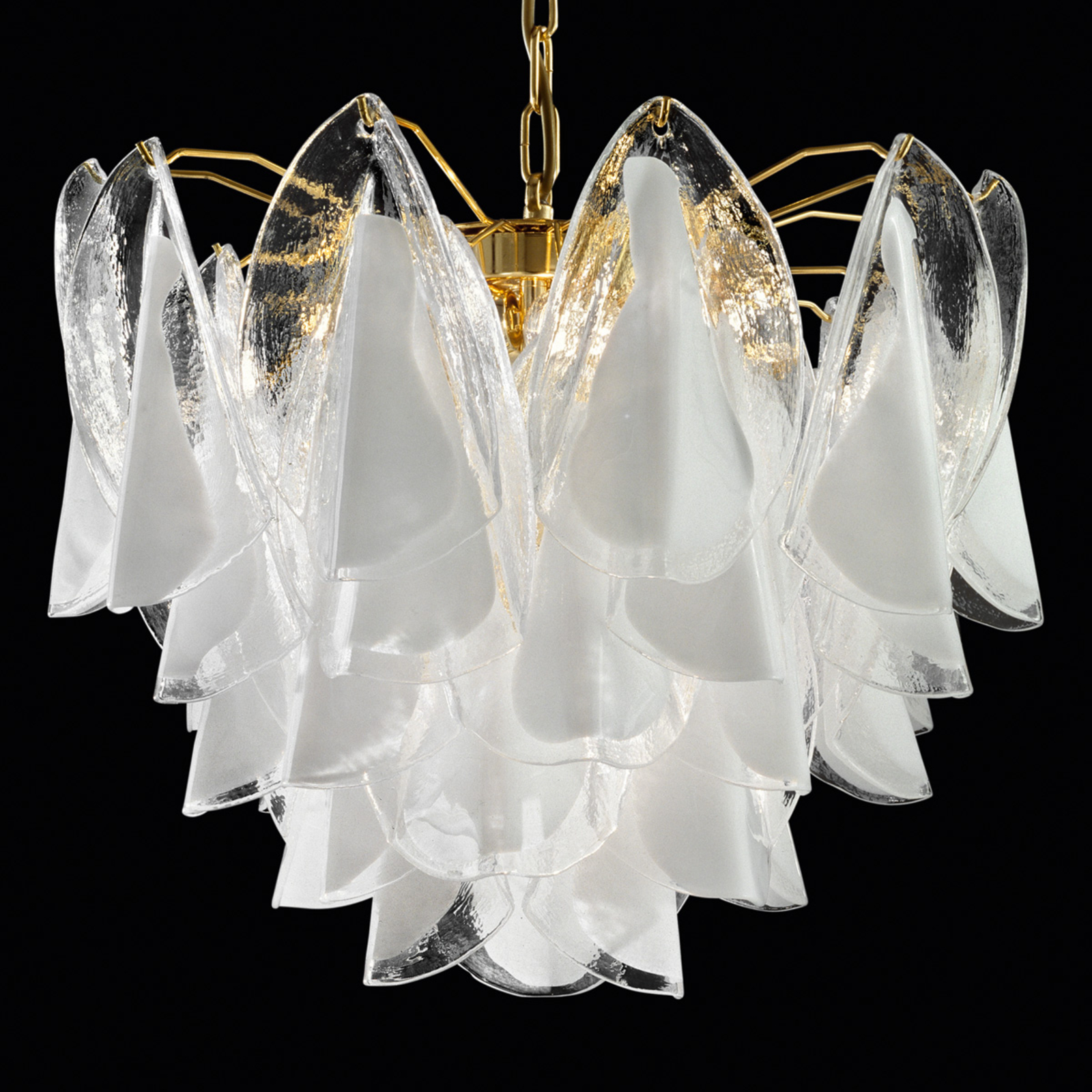 Glass hanging light Rondini with 24 carat gold