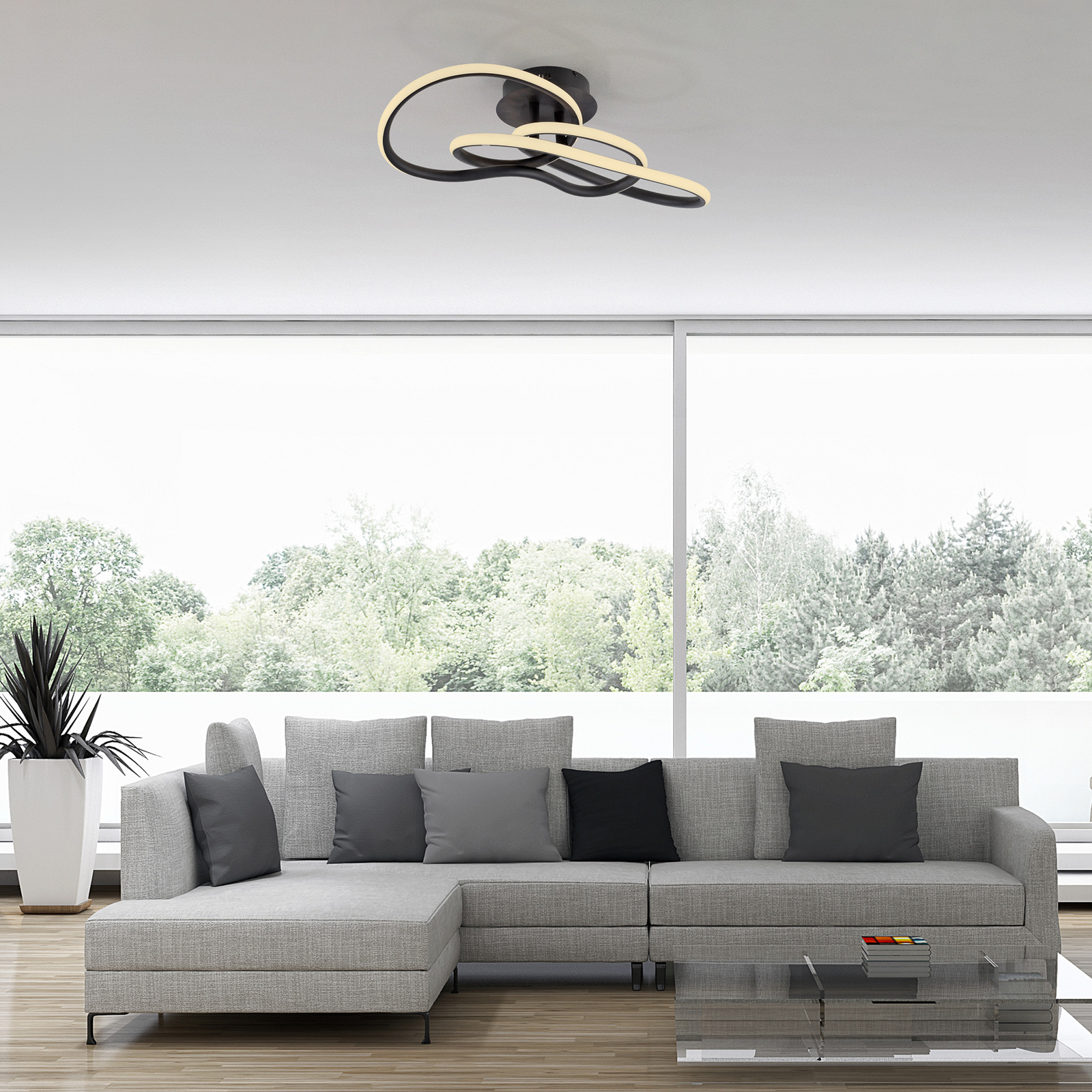 LED lubų šviestuvas „TWIST“, juodos spalvos, ilgis 90 cm, metalinis, su LED lubų šviestuvas „TWIST“, juodos spalvos, ilgis 90 cm, metalinis, su