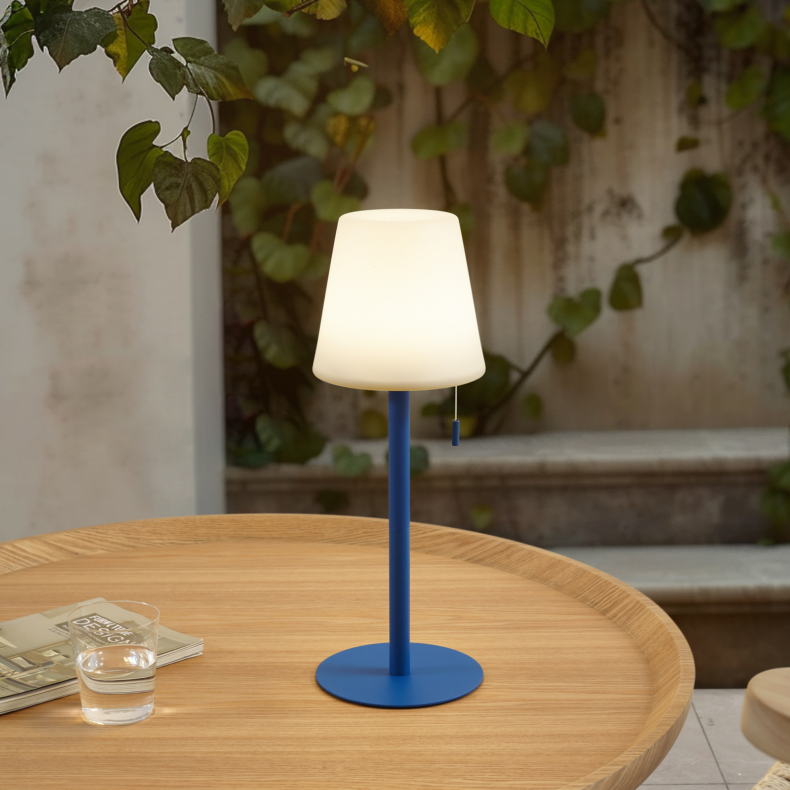 Lindby LED-Akkulampe Azalea blau Alu CCT höhenverstellbar