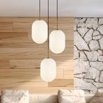 Hanging light Alias, metal gold-coloured opal glass, 3-bulb round