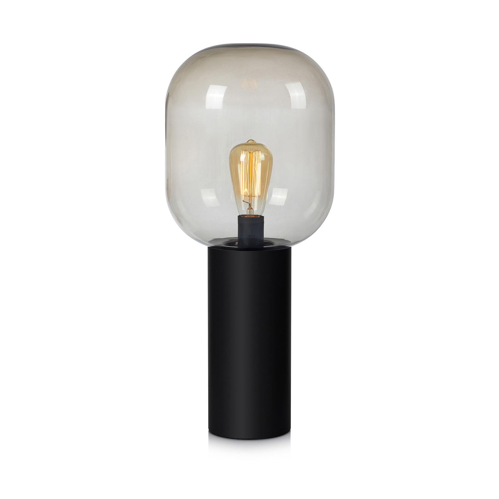 Brooklyn table lamp, smoky grey glass shade