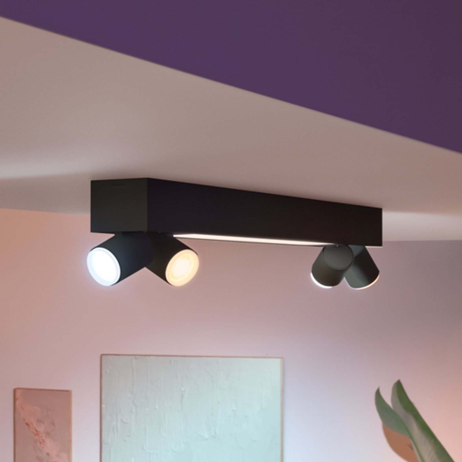 Philips Hue Spot pour plafond LED Centris noir à 4 lampes RVB CCT