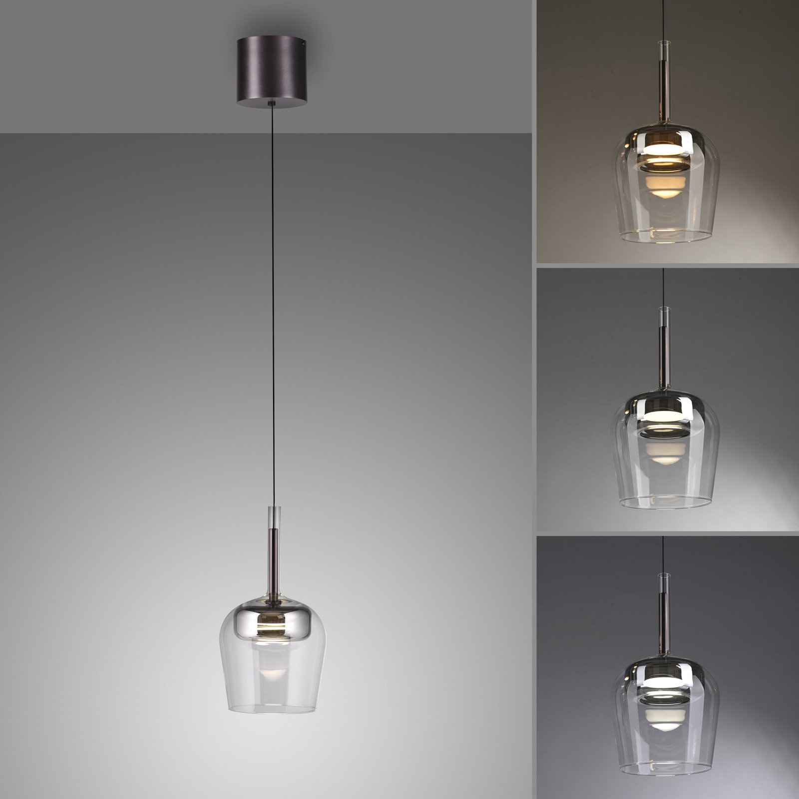 Paul Neuhaus SMART+ hanglamp Q-Kon zilverkleurig Ø 21 cm