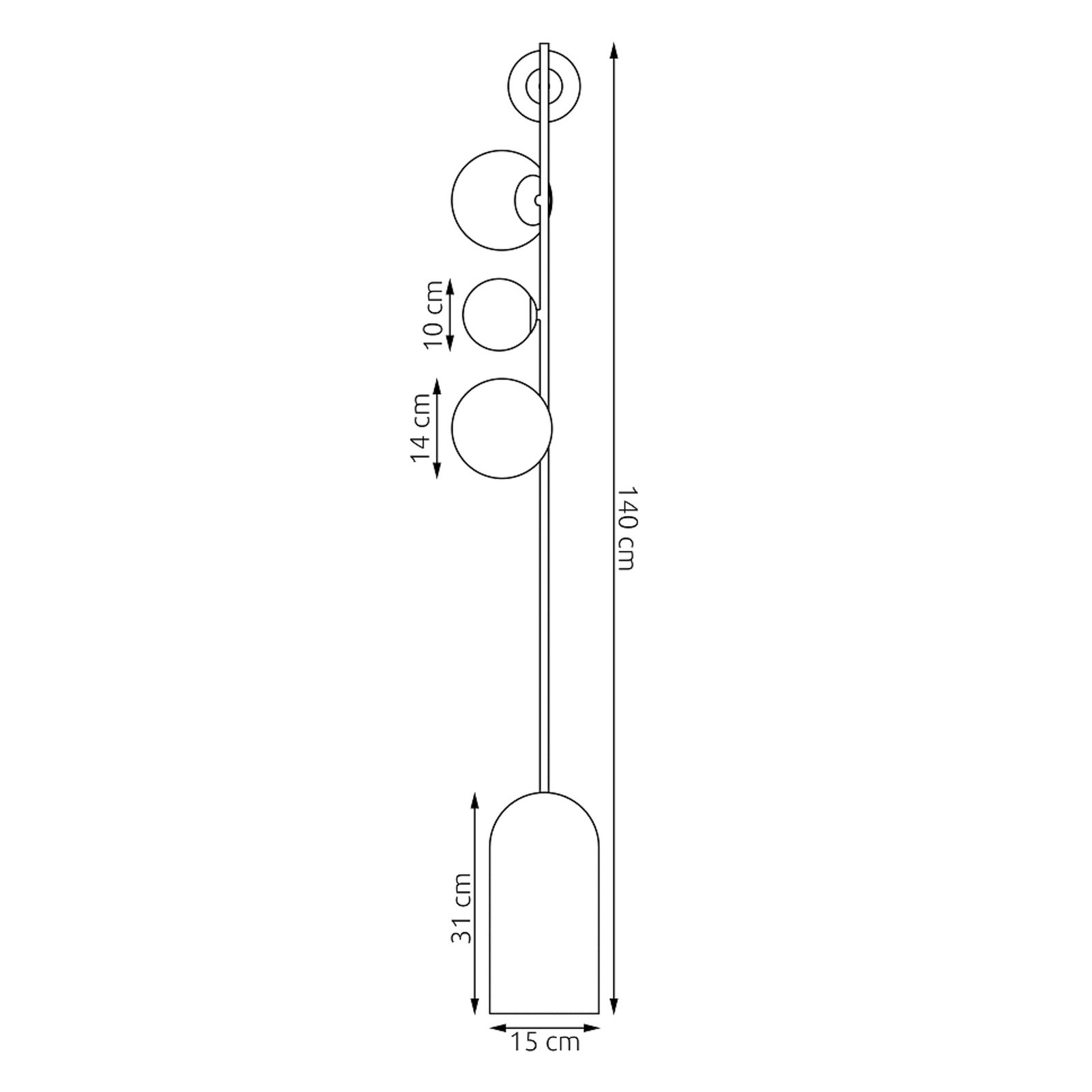 Etno LP4 floor lamp, beige, glass/steel, height 140 cm, G9 Etno LP4 floor lamp, beige, glass/steel, height 140 cm, G9