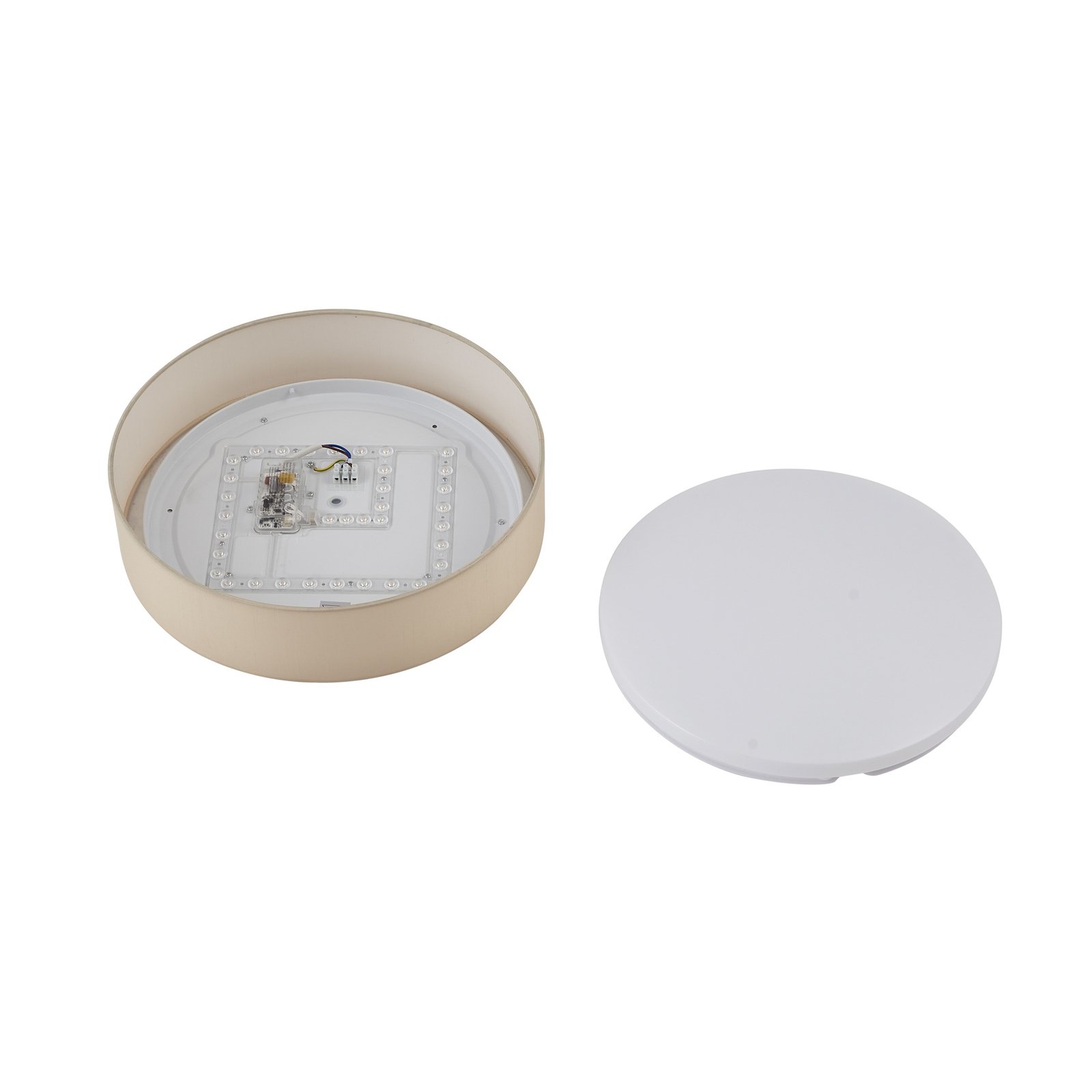 Lindby LED ceiling light Eilif, fabric, white, Ø 40 cm