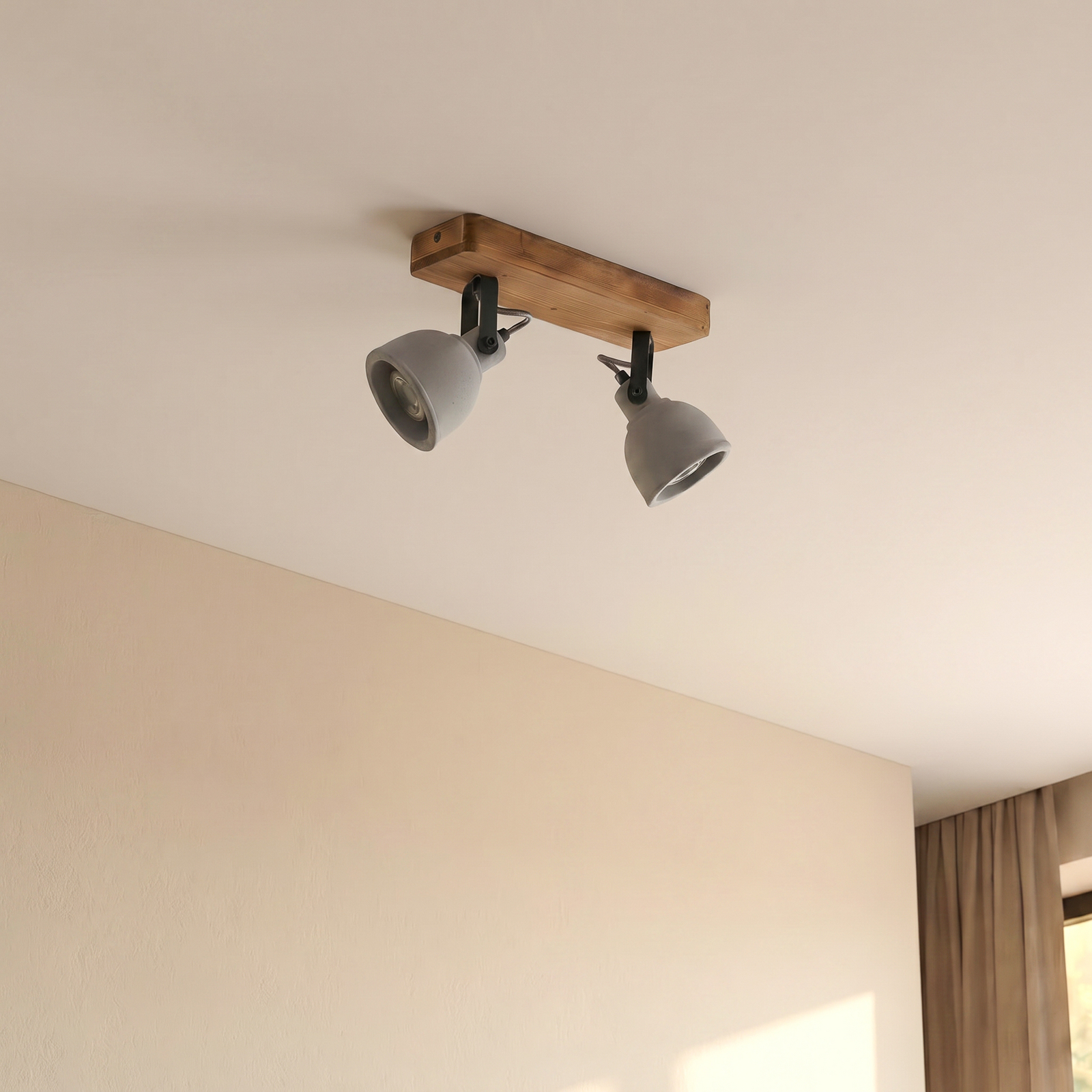 Mirka 2 Plafonnier Grey/Dark Wood - Lindby Mirka 2 Plafonnier Grey/Dark Wood - Lindby