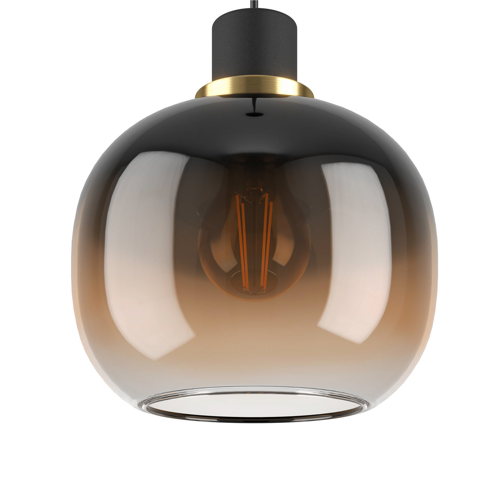 Oilella hanging light, black-brown, length 95 cm, glass, 3-bulb.