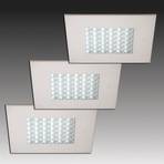 Three Q 68 LED recessed lights with a steel optic