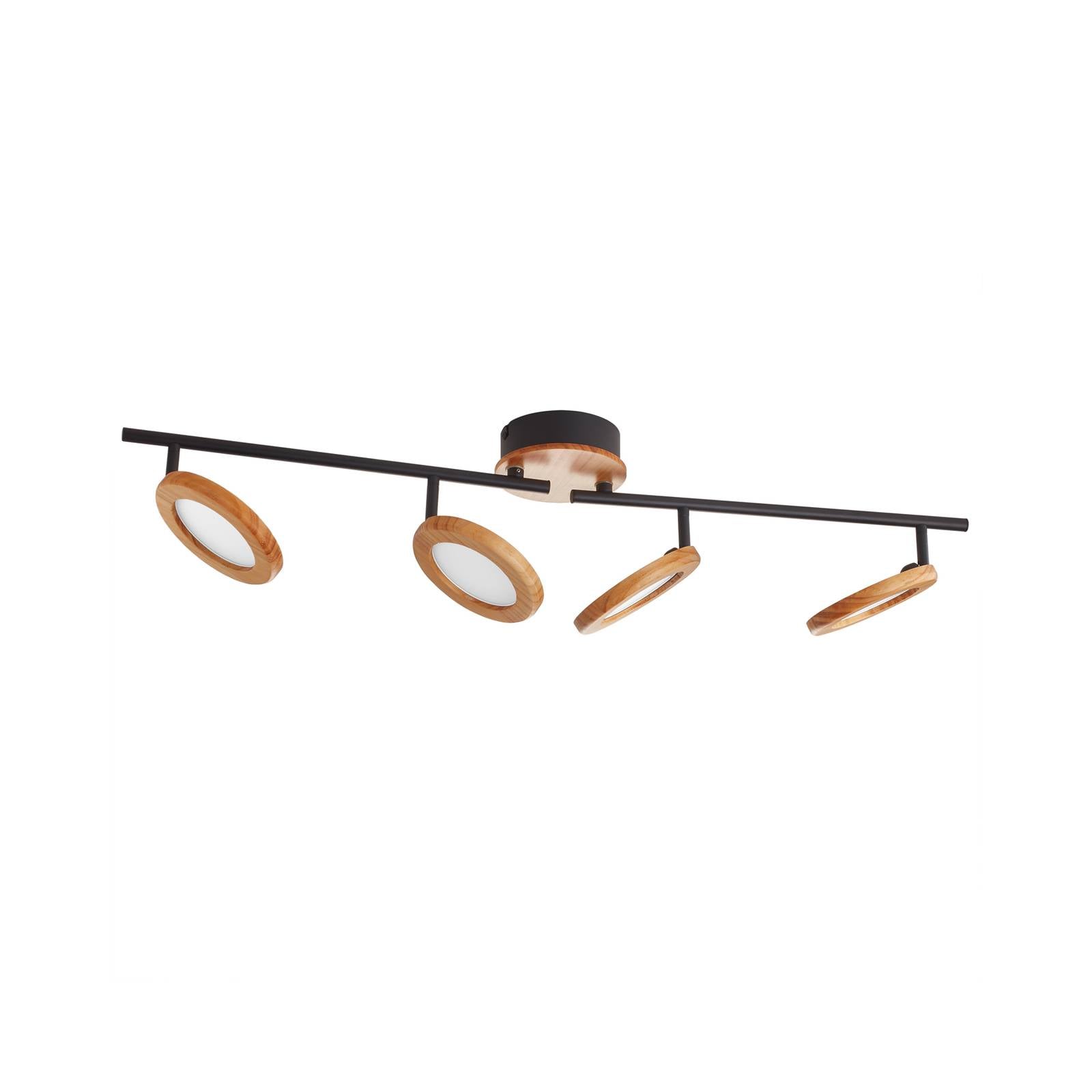 Lindby LED-Strahler Manel, Holz, 84 cm lang, 4-flammig