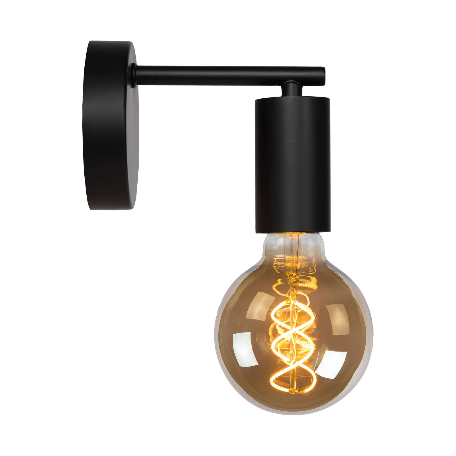 Lucide Leanne wall light, black, for Hallway, metal, E27, 40 W, W: 10 cm, H: 12 cm