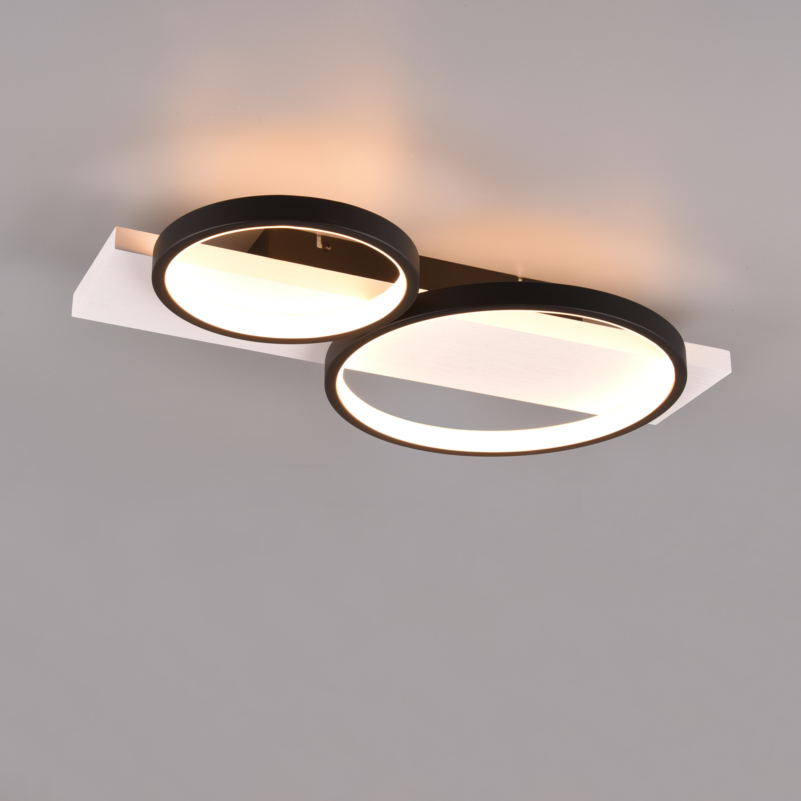 Medera LED ceiling light, 2-bulb, black