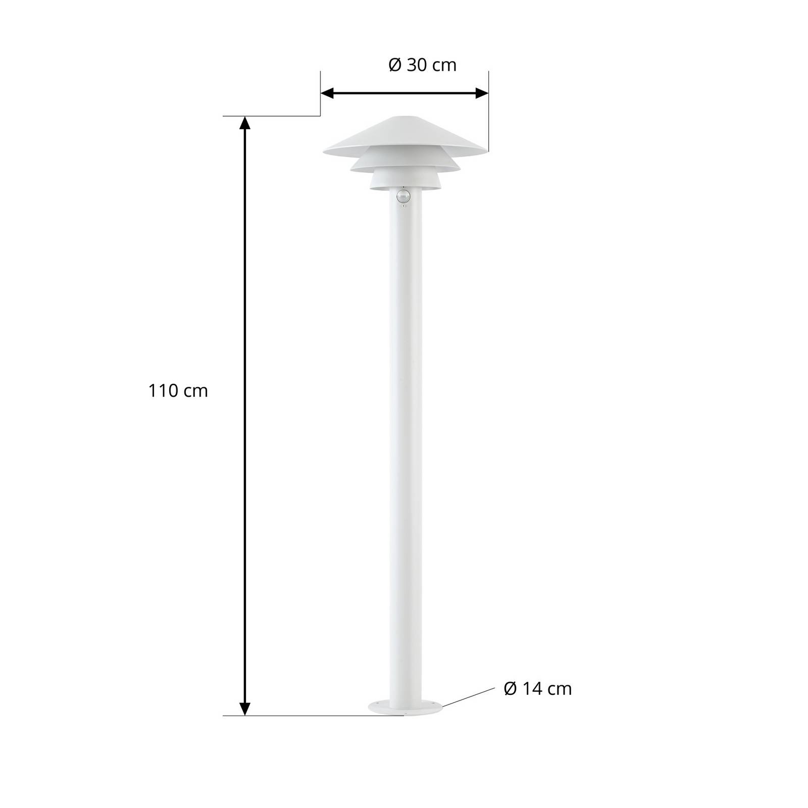 Słupek oświetleniowy LED Lucande Montaro, 110 cm, biały, z czujnikiem