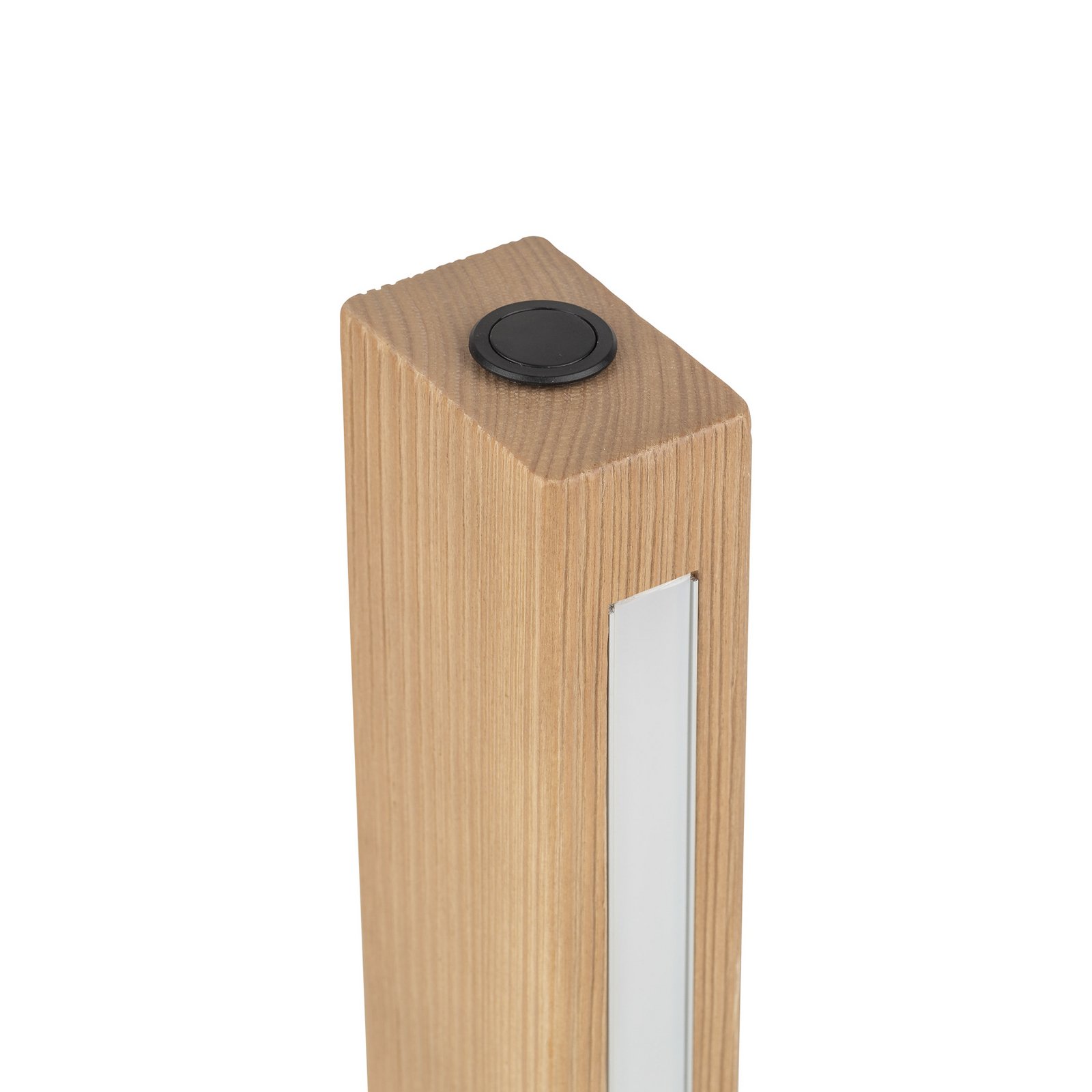 LED wooden table lamp Teo, beech, 42 cm, touch dimmer