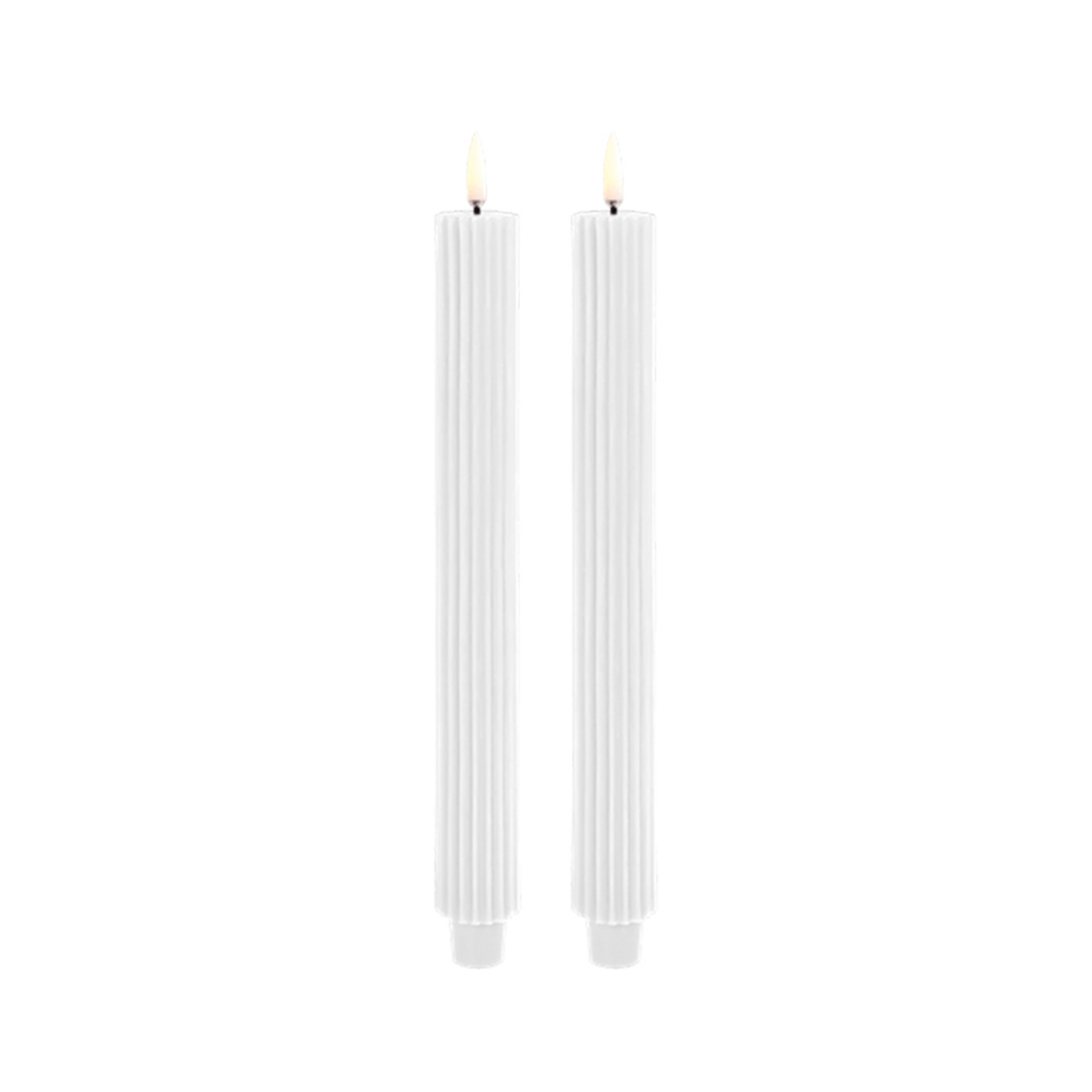 Candela a Cono LED Grooved 2-pack 3,2x25,5 cm Nordic Bianco/Smooth - Uyuni Light